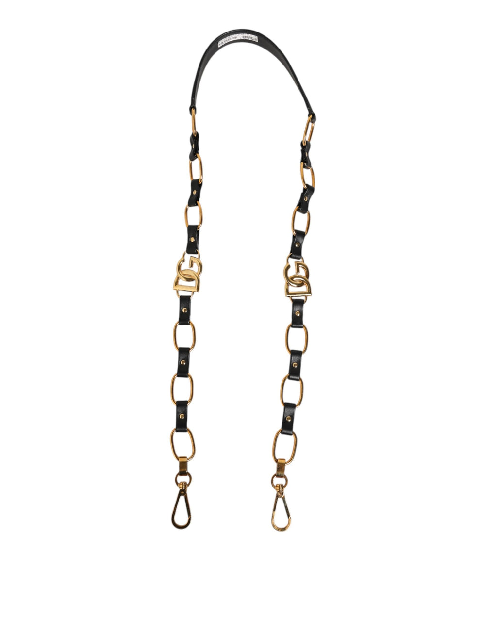 Dolce & Gabbana Tracolla Accessoria in Pelle Nera con Catena Dorata