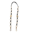 Dolce & Gabbana Tracolla Accessoria in Pelle Nera con Catena Dorata