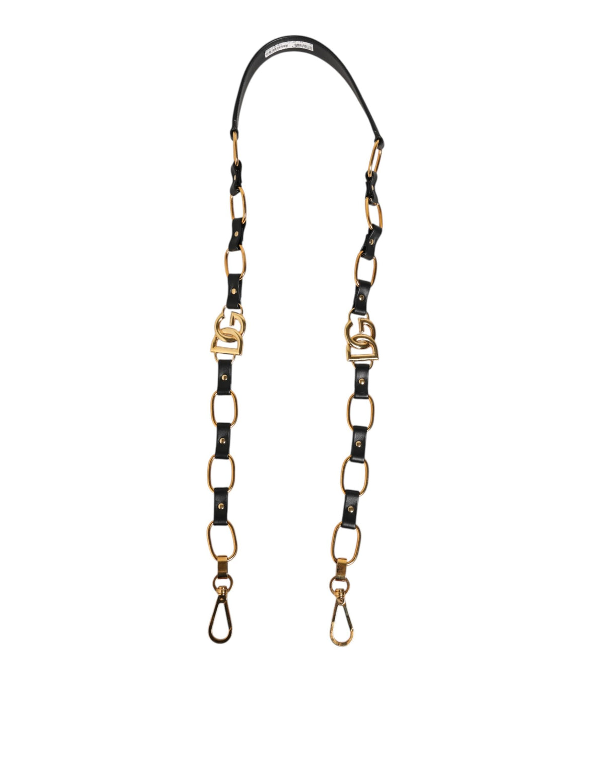 Dolce & Gabbana Black Leather Gold Chain Bag Accessory Shoulder Strap