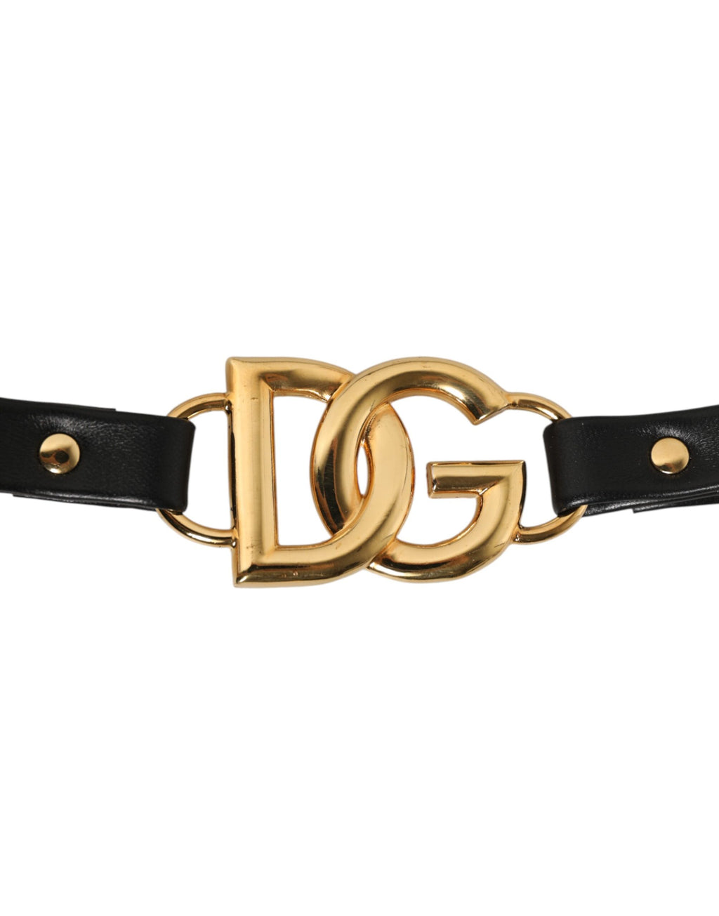 Dolce & Gabbana Tracolla Accessoria in Pelle Nera con Catena Dorata
