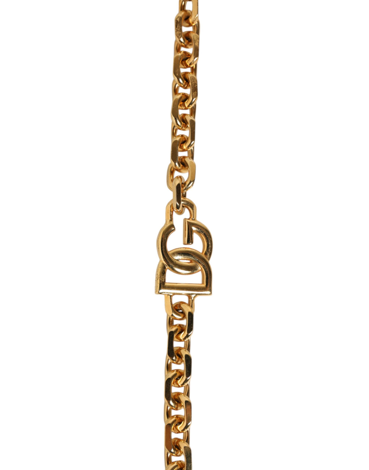 Dolce & Gabbana Tracolla Accessoria in Pelle Nera con Catena Dorata