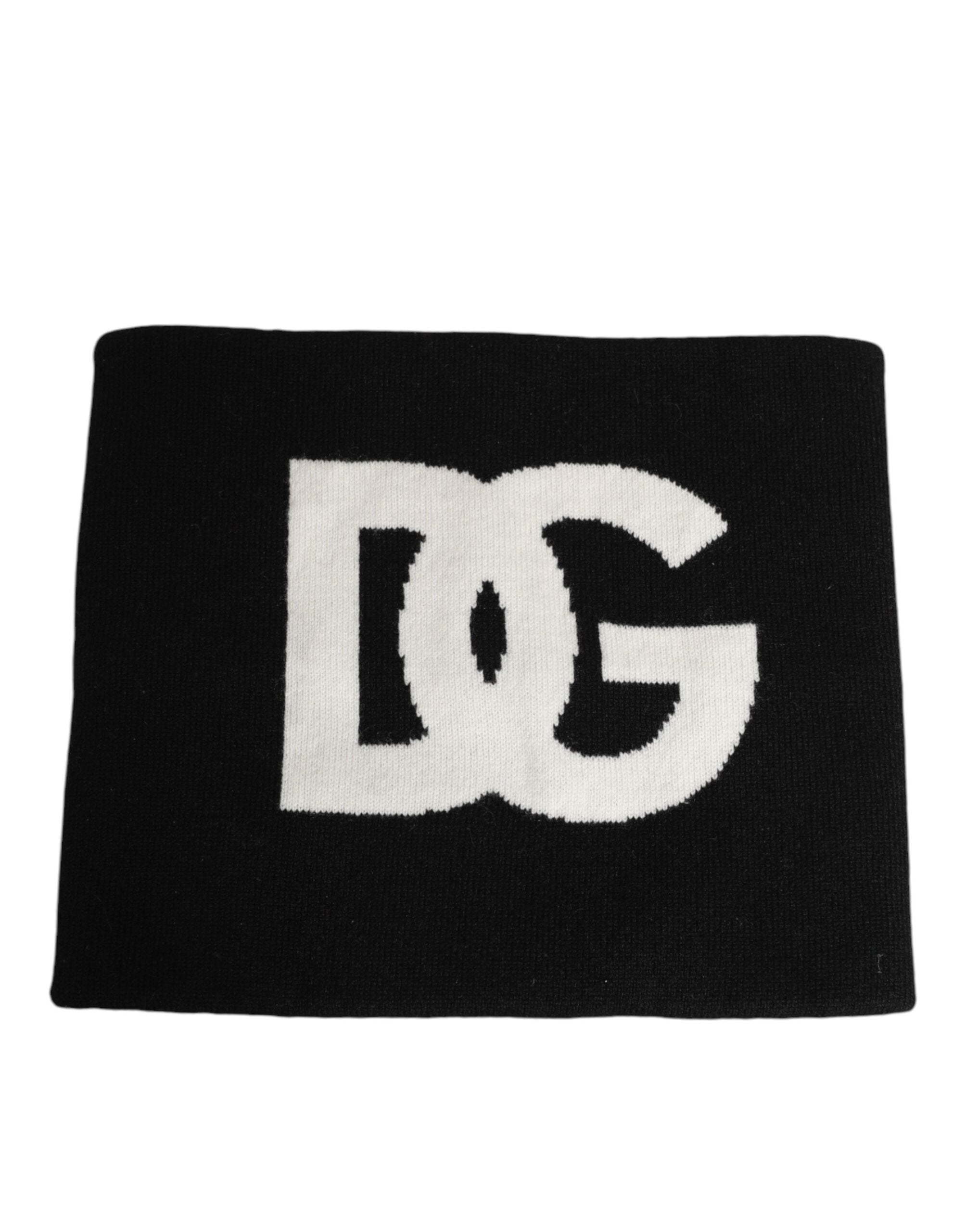 Sciarpa Dolce & Gabbana nera in cashmere con logo D&G, taglia unica da uomo