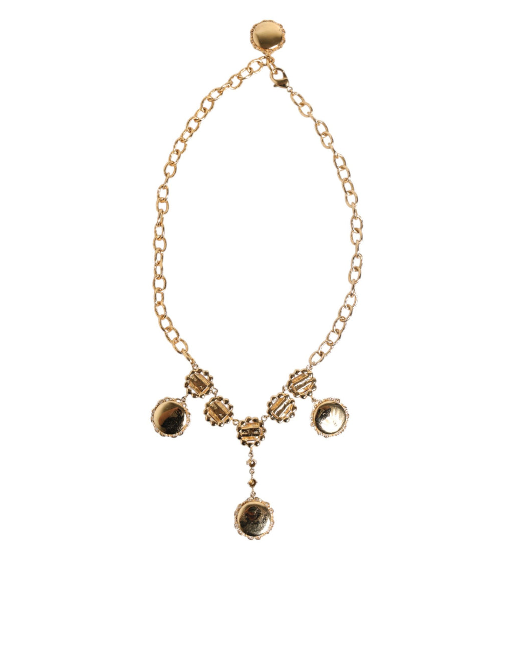 Collana girocollo Dolce & Gabbana con ciondolo a orologio in cristallo dorato