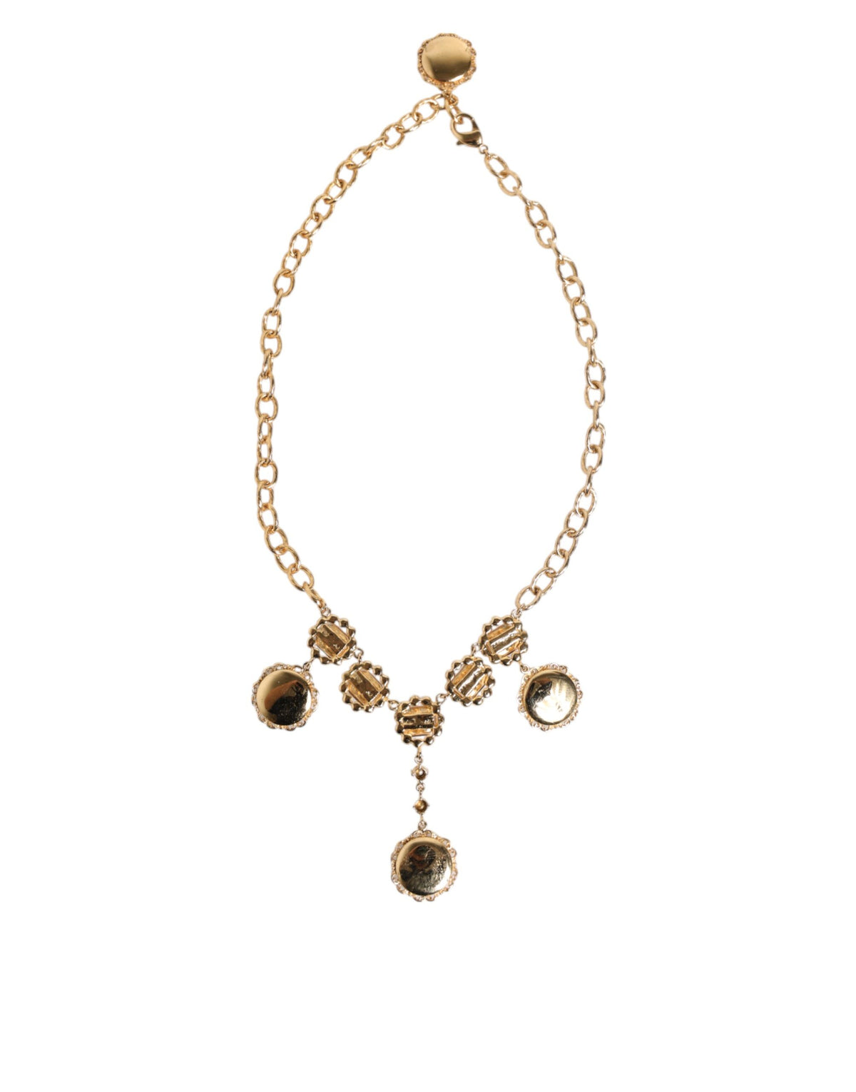 Collana girocollo Dolce & Gabbana con ciondolo a orologio in cristallo dorato