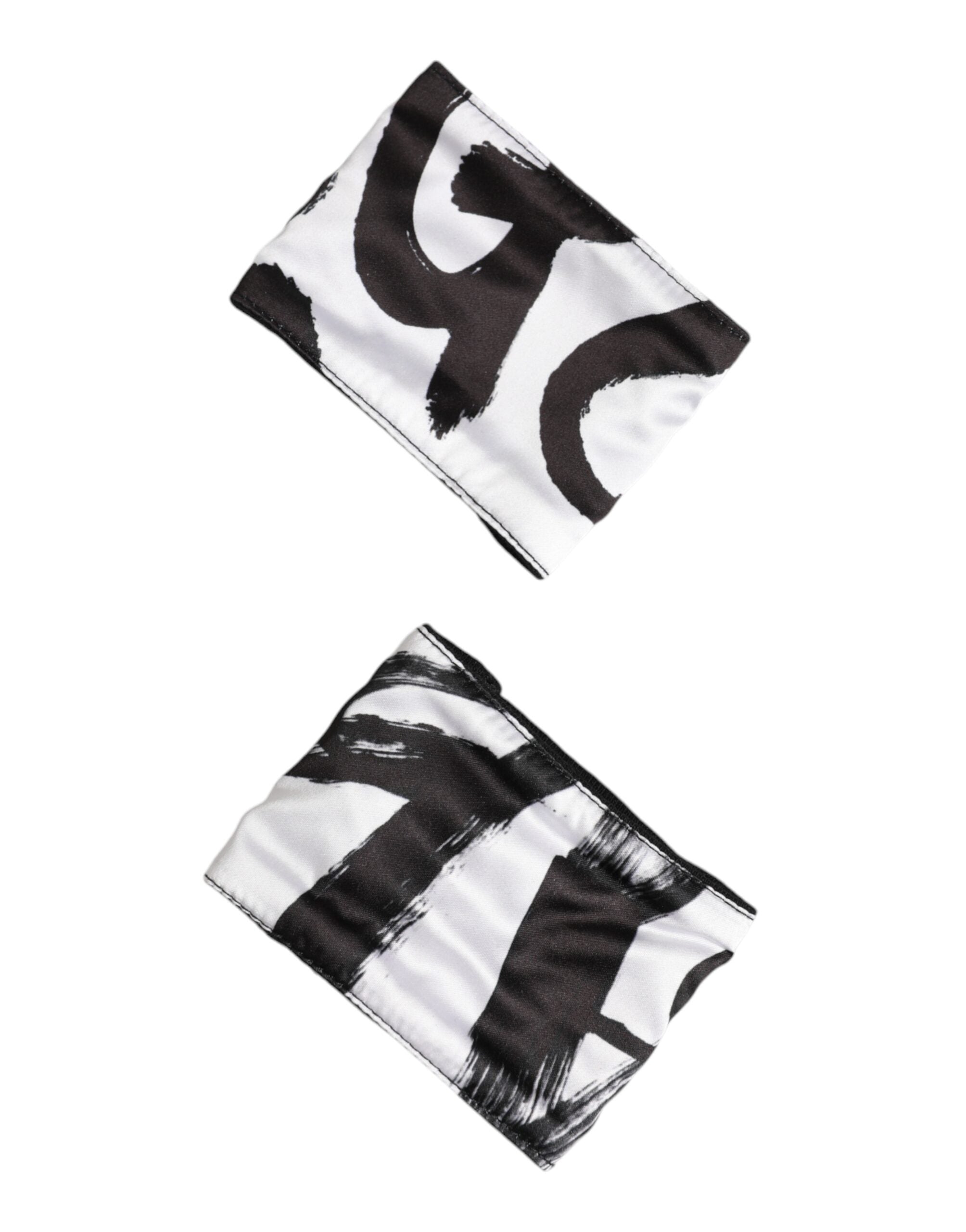 Dolce & Gabbana Bianco Nero DG Logo Seta 1 Paio Polsino