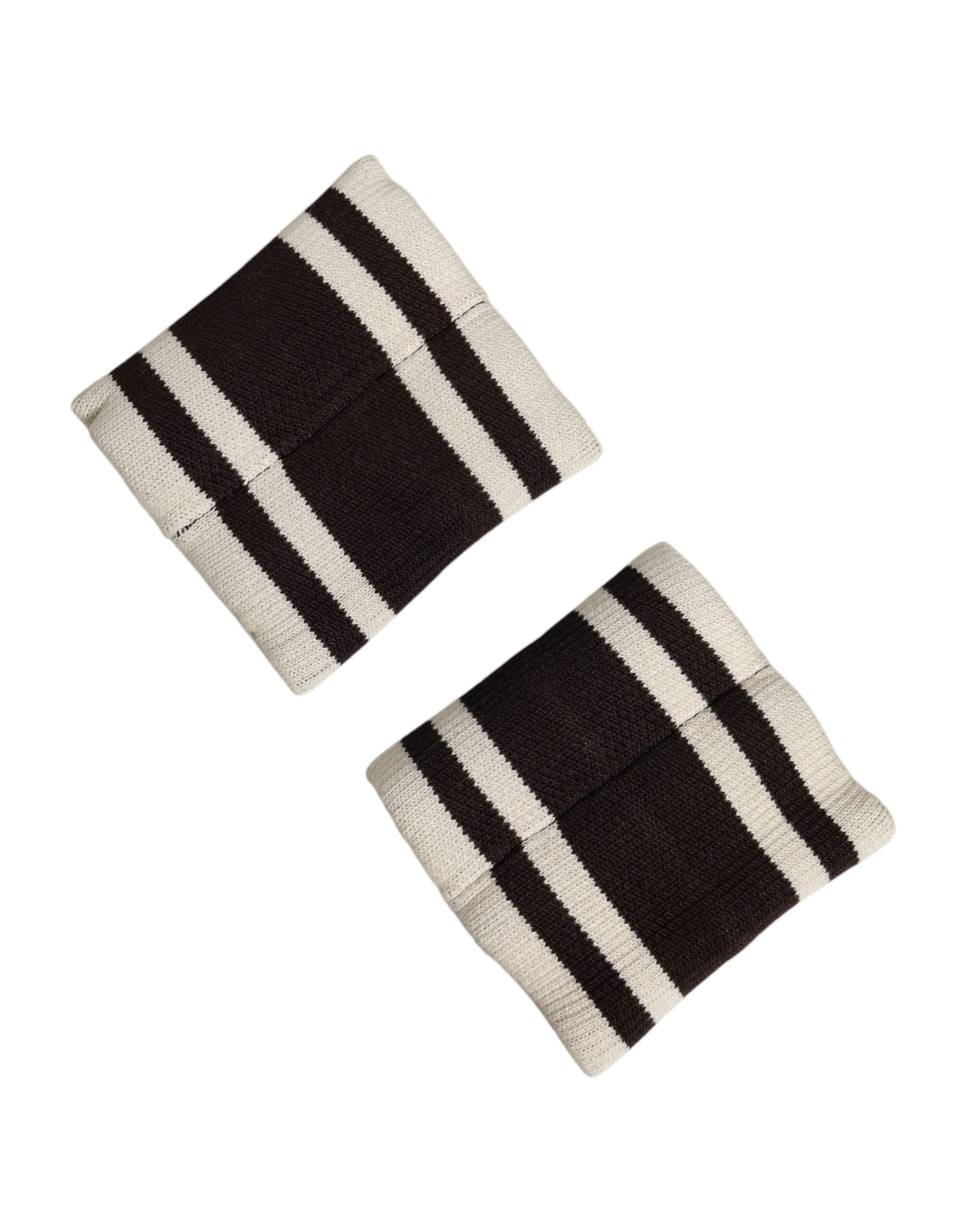 Dolce & Gabbana Polsino 1 Paio in Cotone Bianco Nero con Logo DG