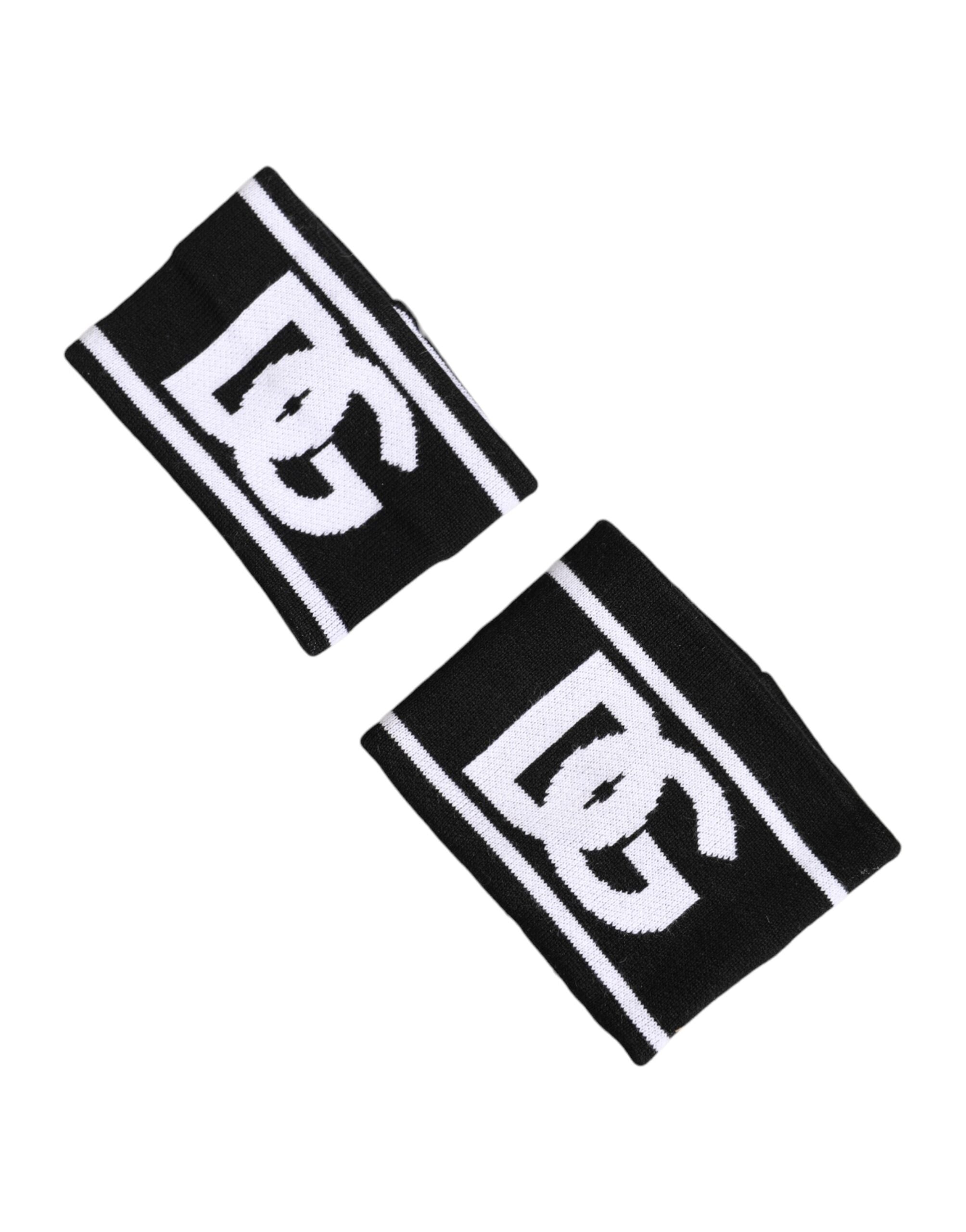 Dolce & Gabbana Bianco Nero Logo DG Cotone 1 Paio Una Polsiera