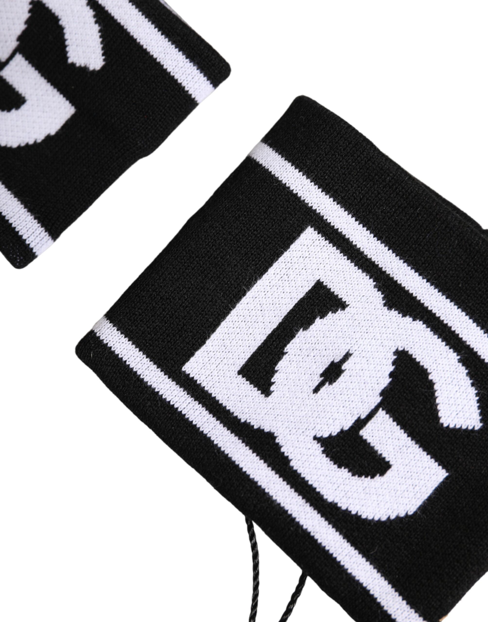 Dolce & Gabbana Bianco Nero Logo DG Cotone 1 Paio Una Polsiera