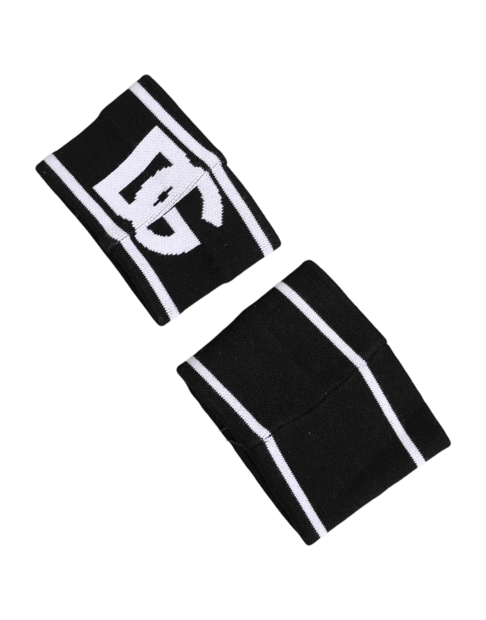Dolce & Gabbana Bianco Nero Logo DG Cotone 1 Paio Una Polsiera