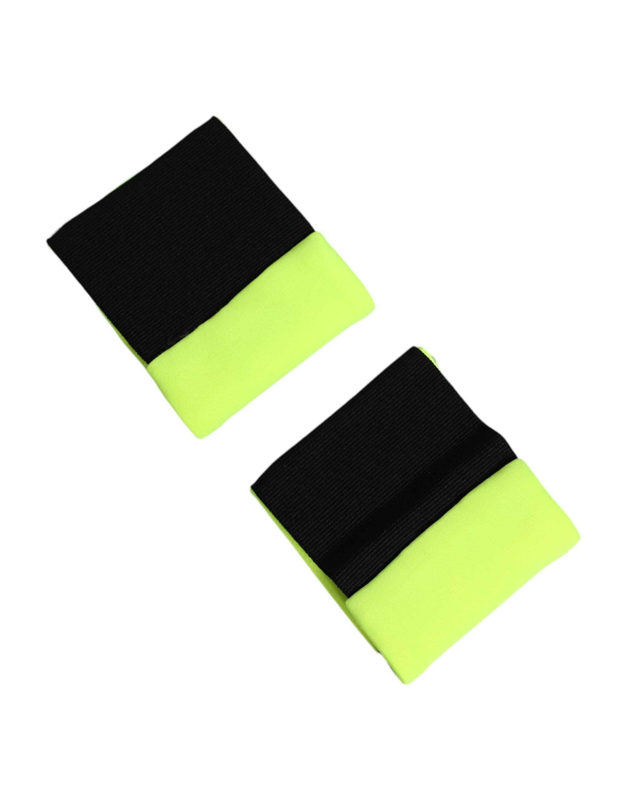 Dolce & Gabbana Polsino Giallo Verde con Logo DG in Poliestere 1 Paio