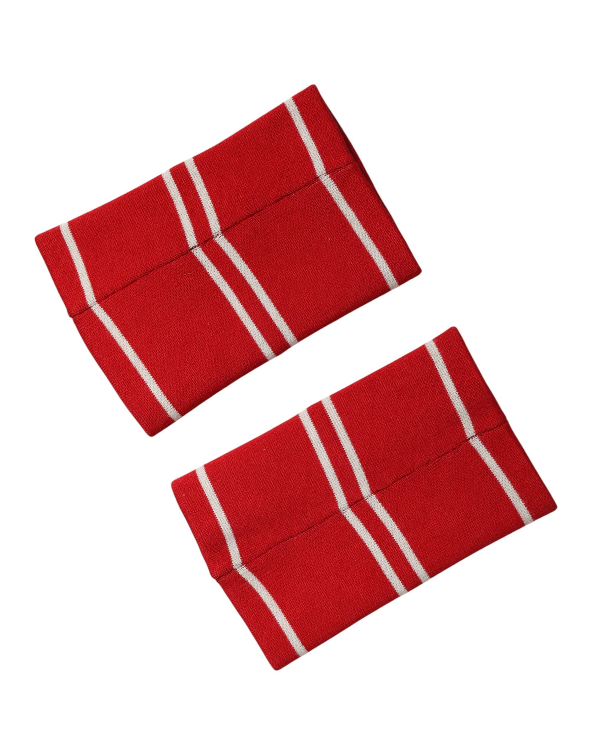 Dolce & Gabbana Polsino Rosso Bianco Logo DG Cotone 1 Paio Taglia Unica
