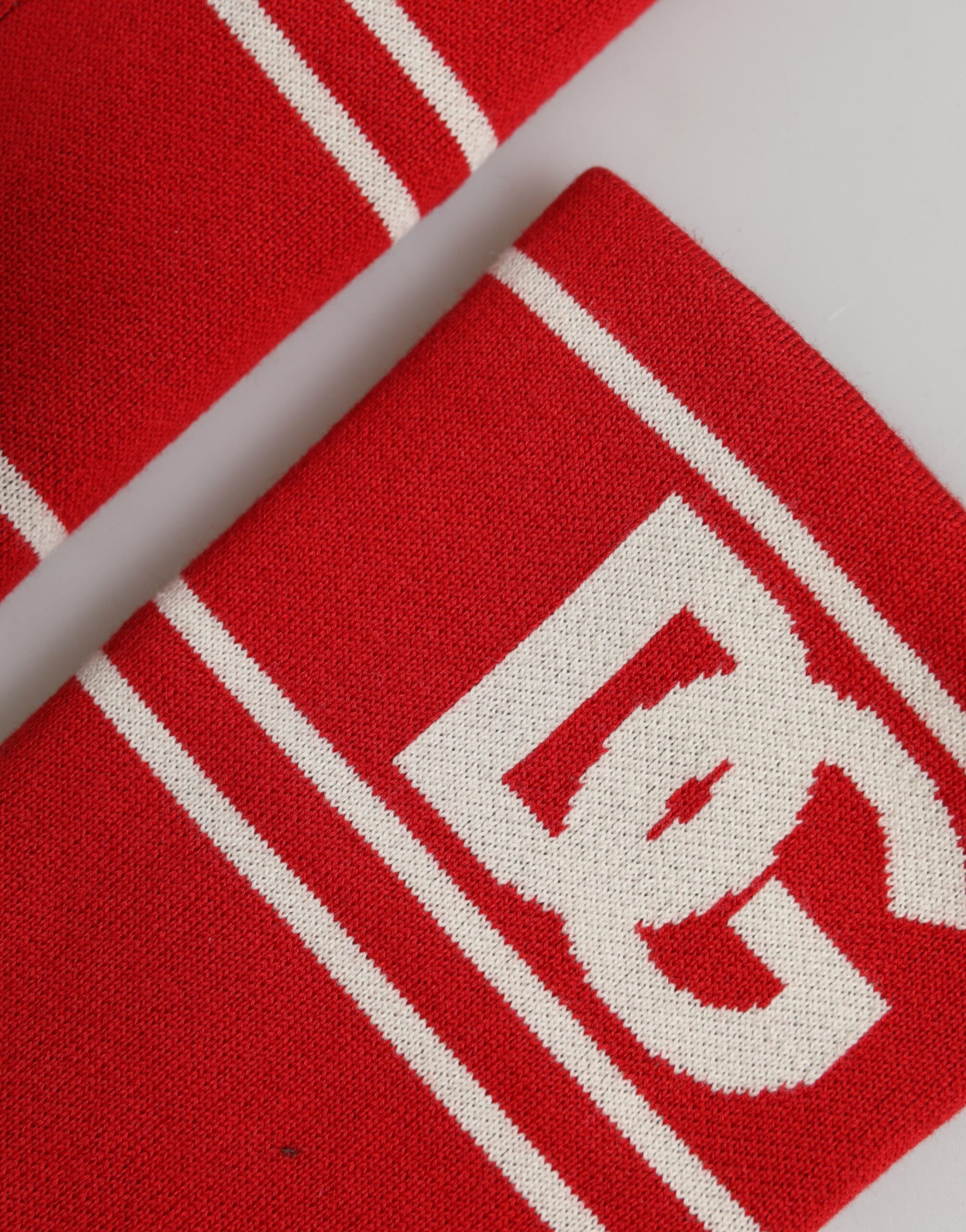 Dolce & Gabbana Polsino Rosso Bianco Logo DG Cotone 1 Paio Taglia Unica