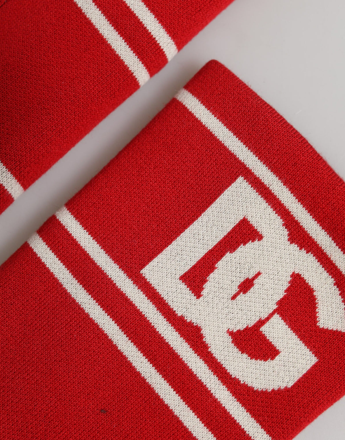 Dolce & Gabbana Polsino Rosso Bianco Logo DG Cotone 1 Paio Taglia Unica
