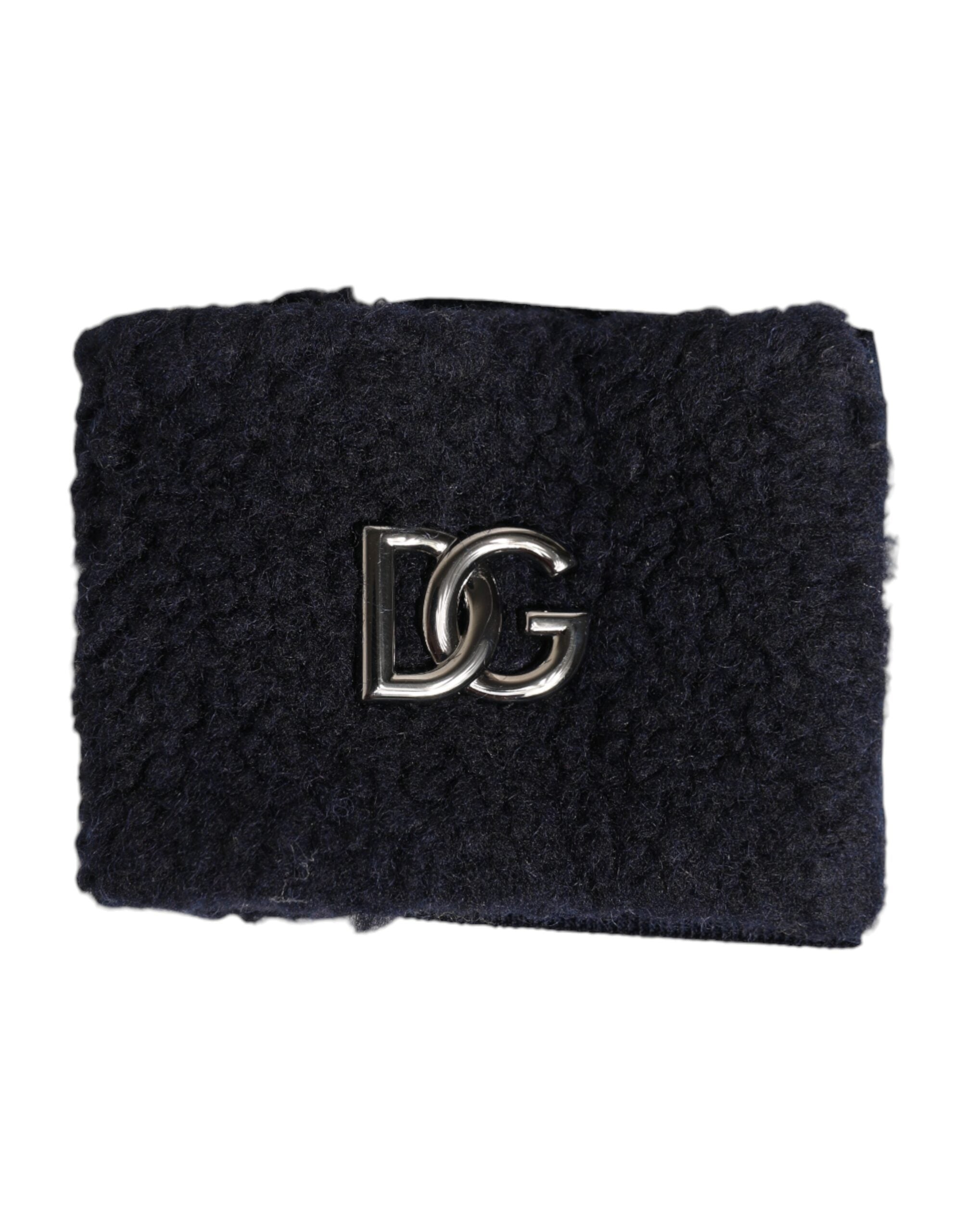 Braccialetto da uomo Dolce & Gabbana in poliestere nero con placca logo, taglia unica