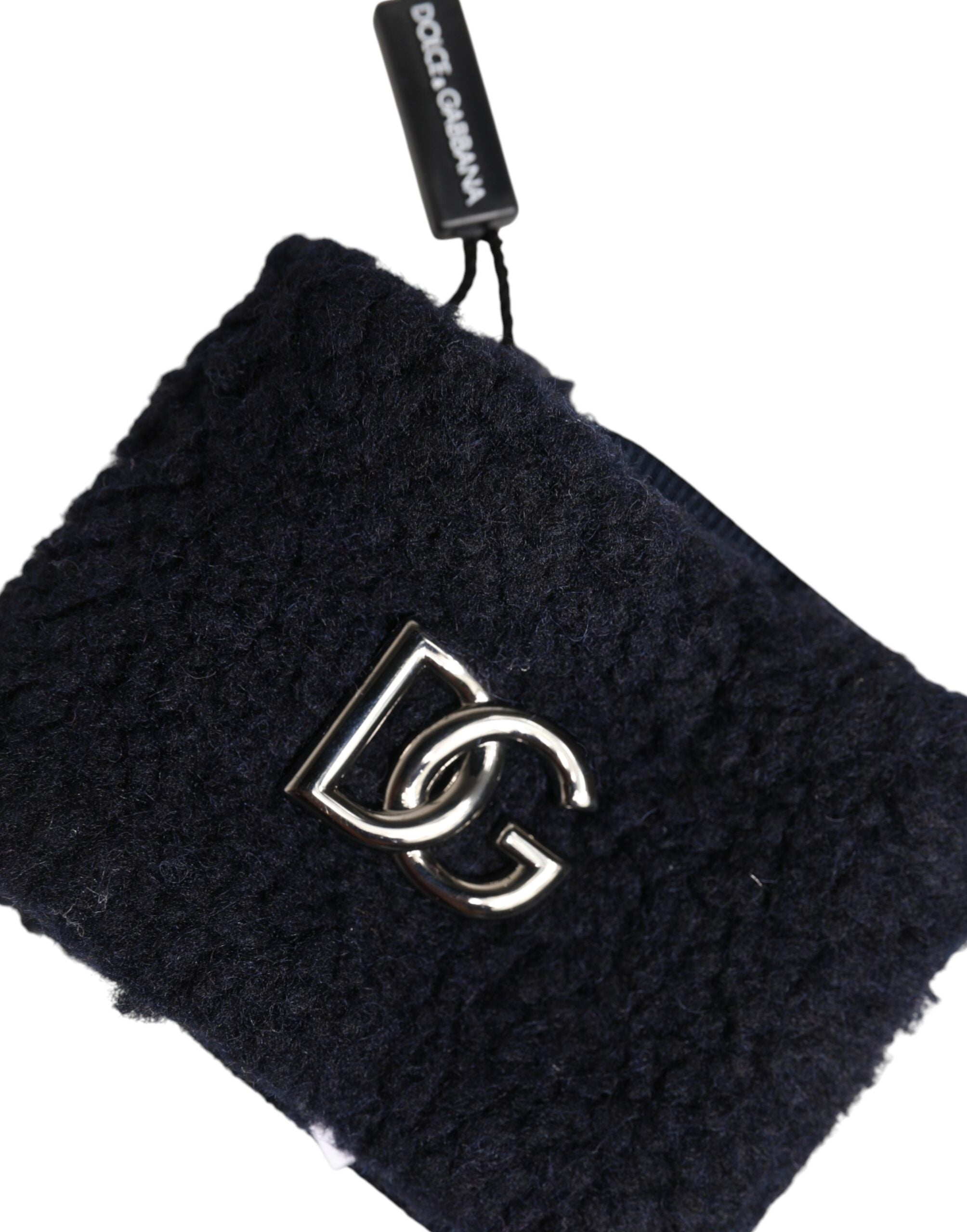 Braccialetto da uomo Dolce & Gabbana in poliestere nero con placca logo, taglia unica