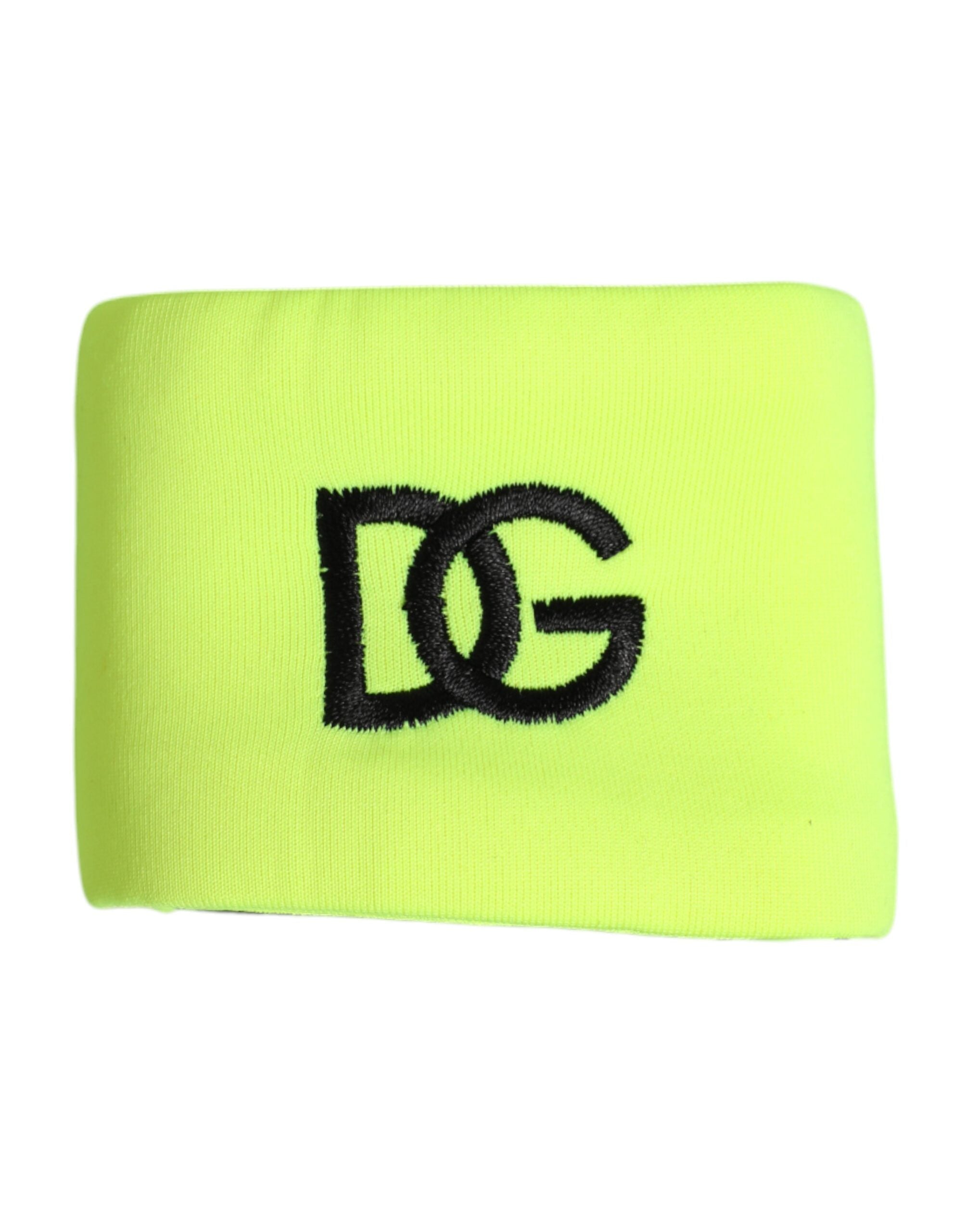 Dolce & Gabbana Braccialetto da uomo in seta verde giallo con logo DG