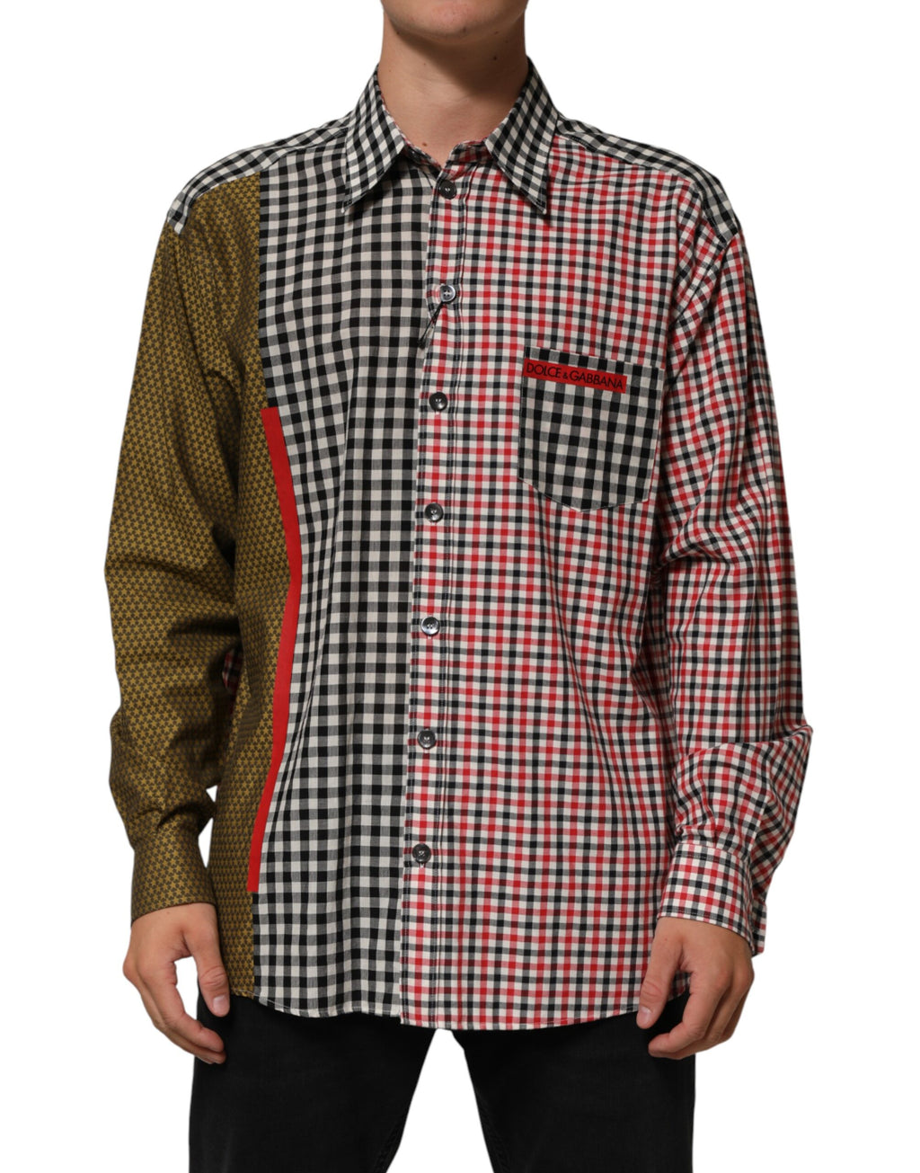 Camicia a quadri multicolore con colletto in cotone Dolce & Gabbana