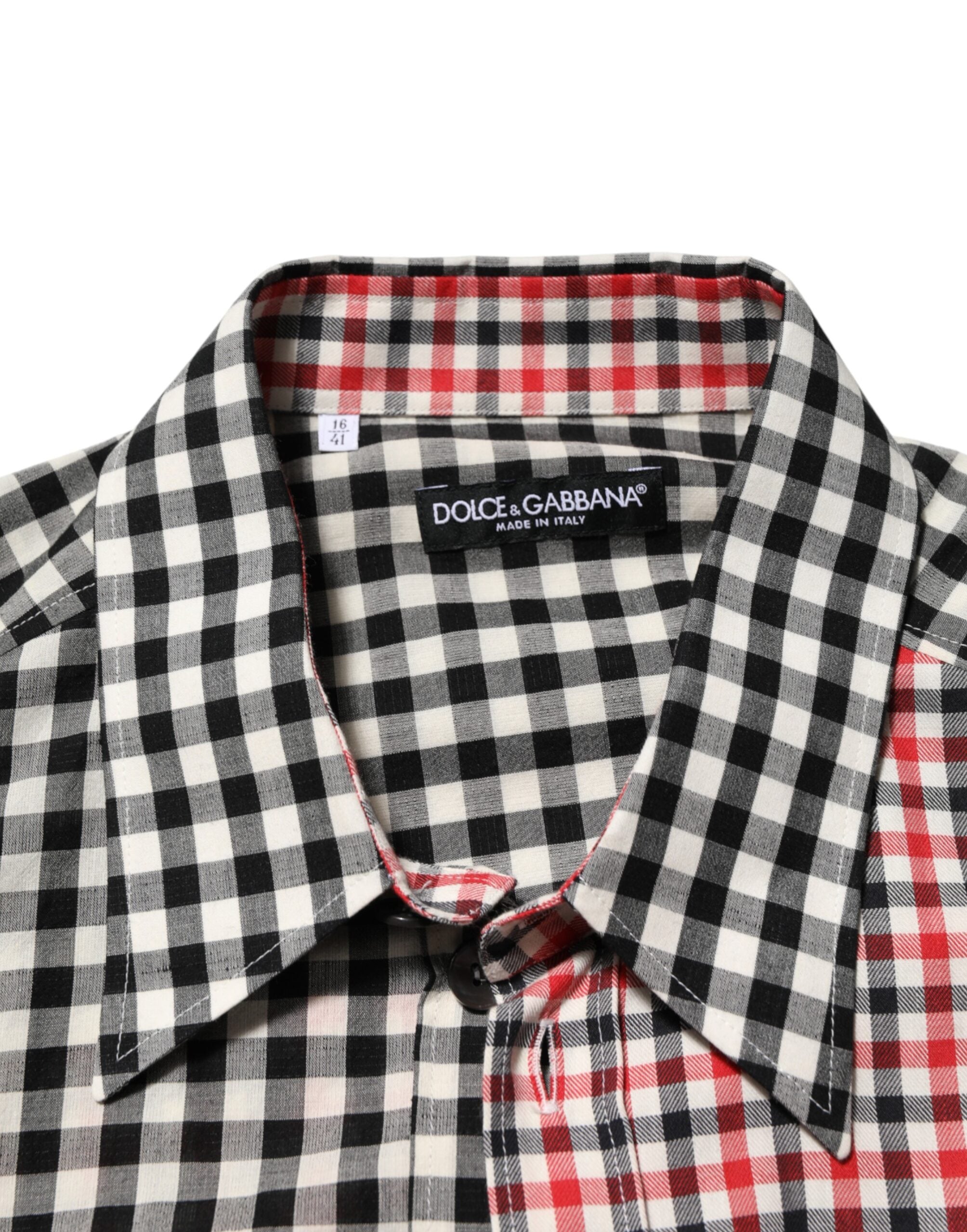 Camicia a quadri multicolore con colletto in cotone Dolce & Gabbana