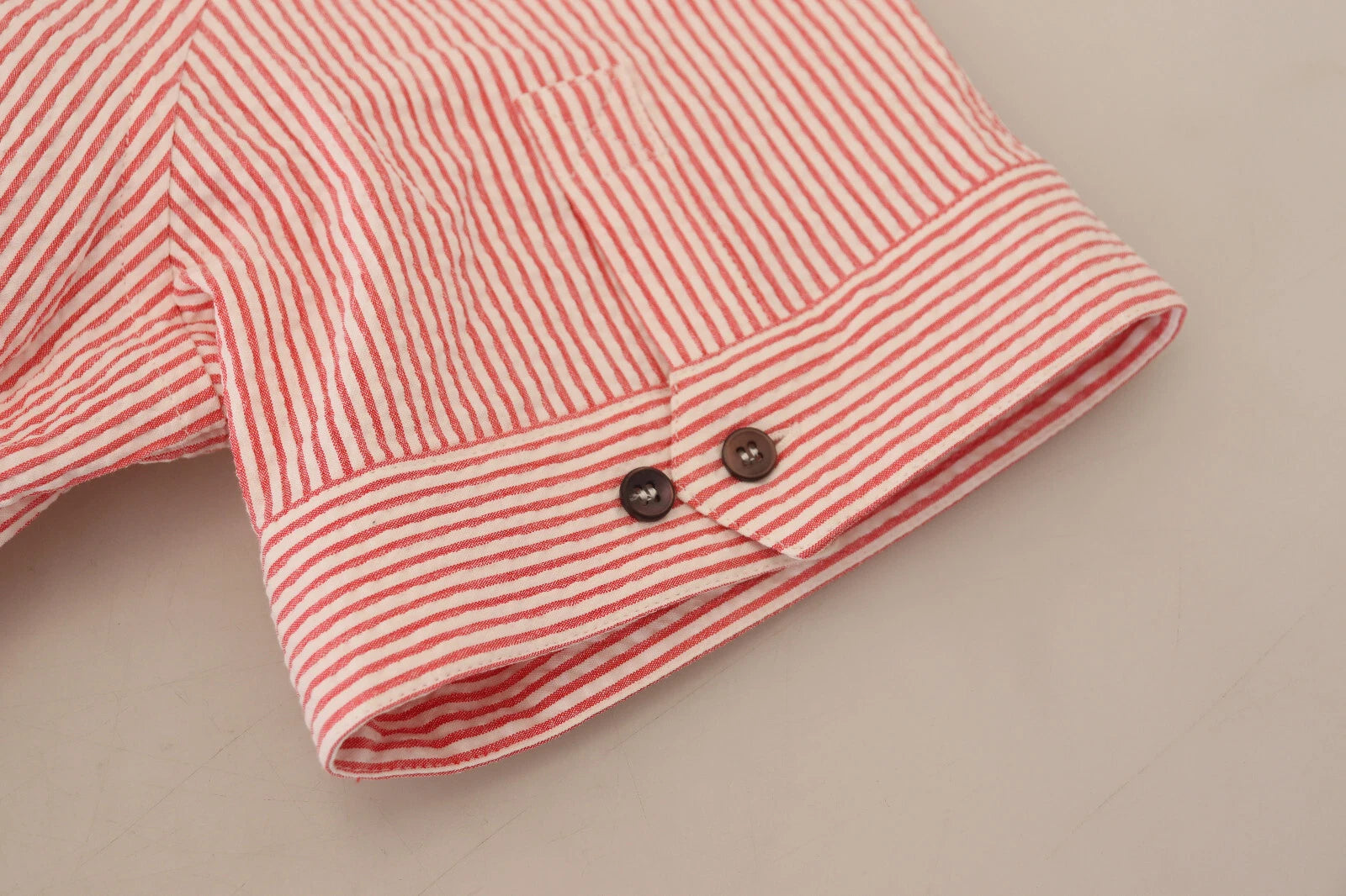 Camicia a maniche corte in cotone a righe rosse e bianche Dolce & Gabbana