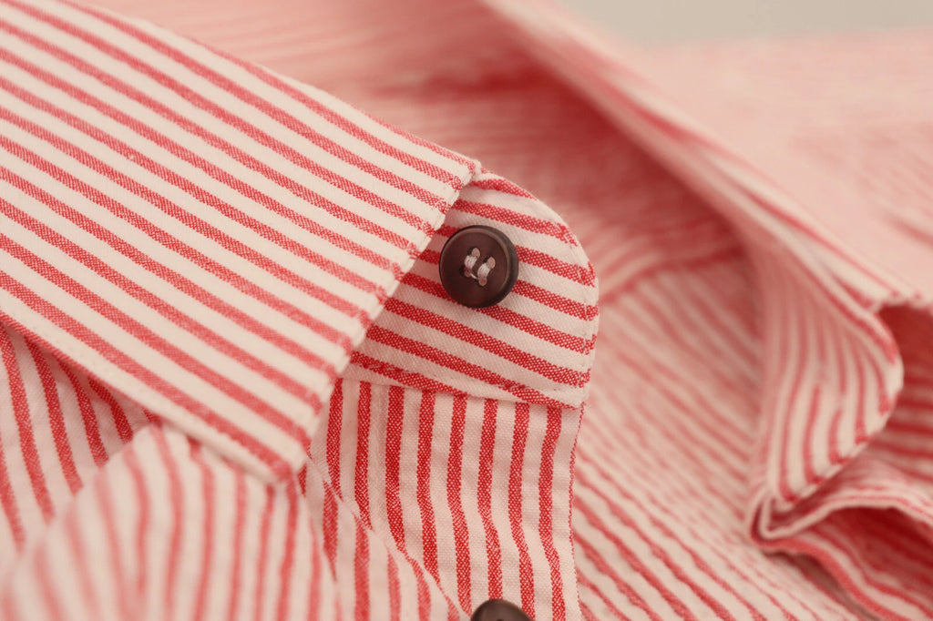 Camicia a maniche corte in cotone a righe rosse e bianche Dolce & Gabbana