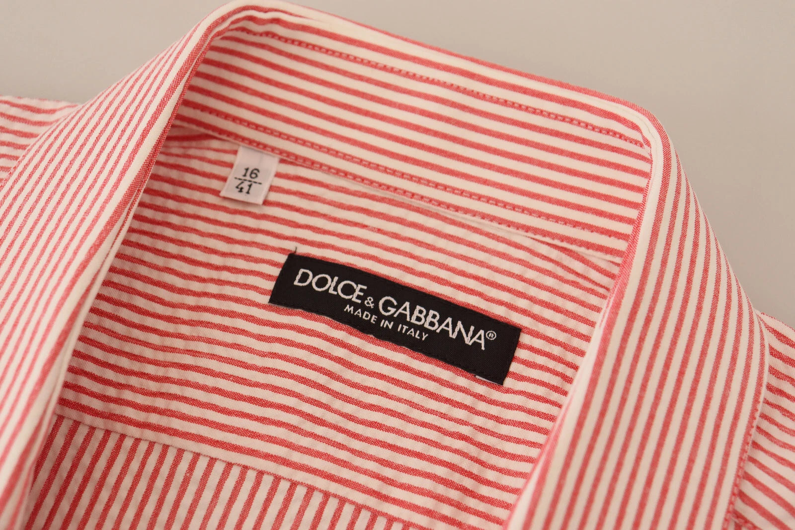 Camicia a maniche corte in cotone a righe rosse e bianche Dolce & Gabbana