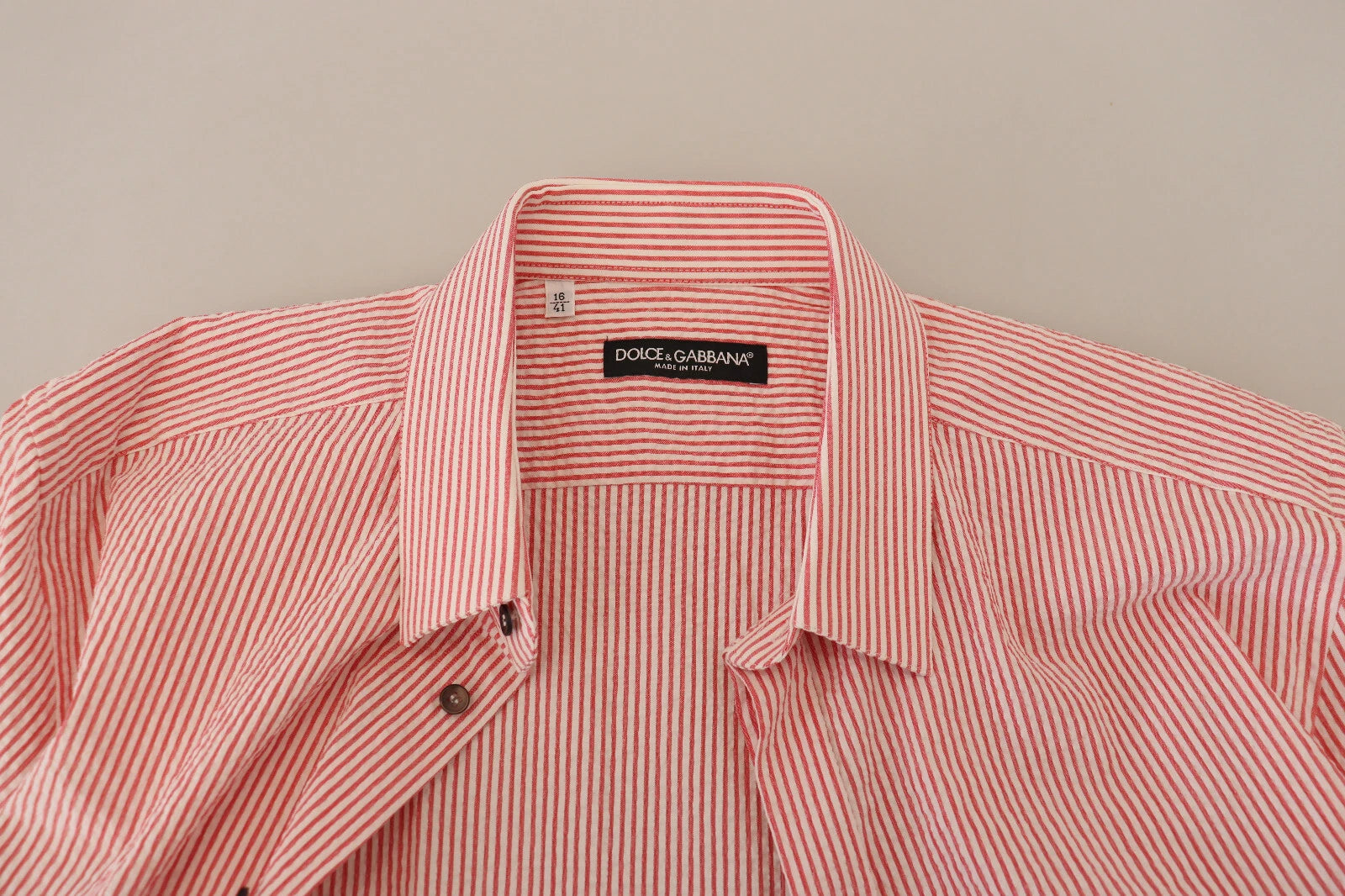 Camicia a maniche corte in cotone a righe rosse e bianche Dolce & Gabbana