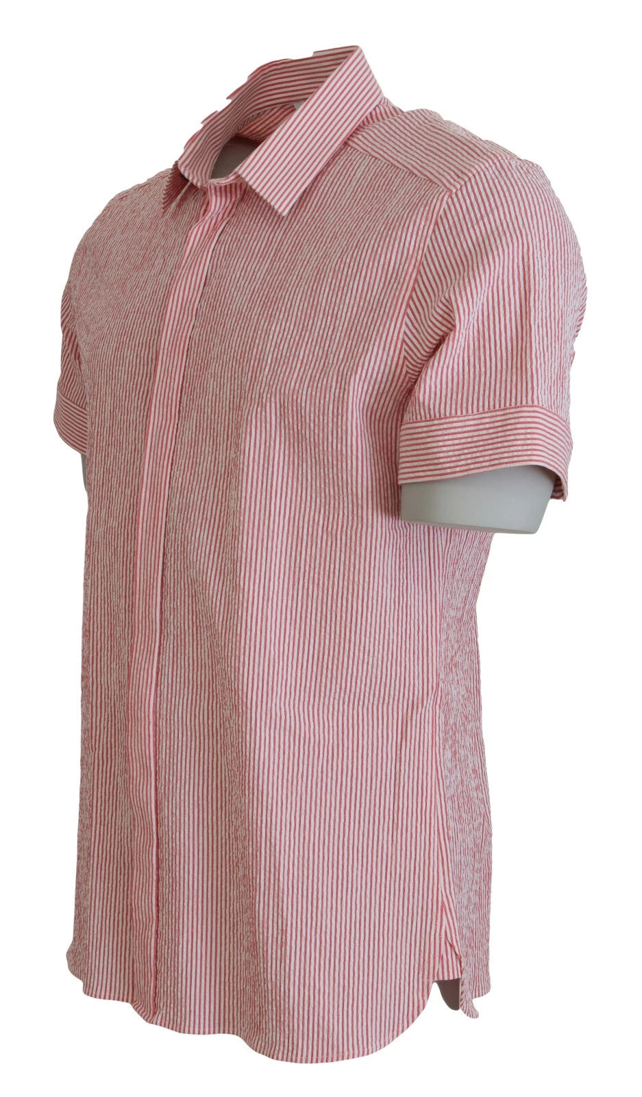 Camicia a maniche corte in cotone a righe rosse e bianche Dolce & Gabbana