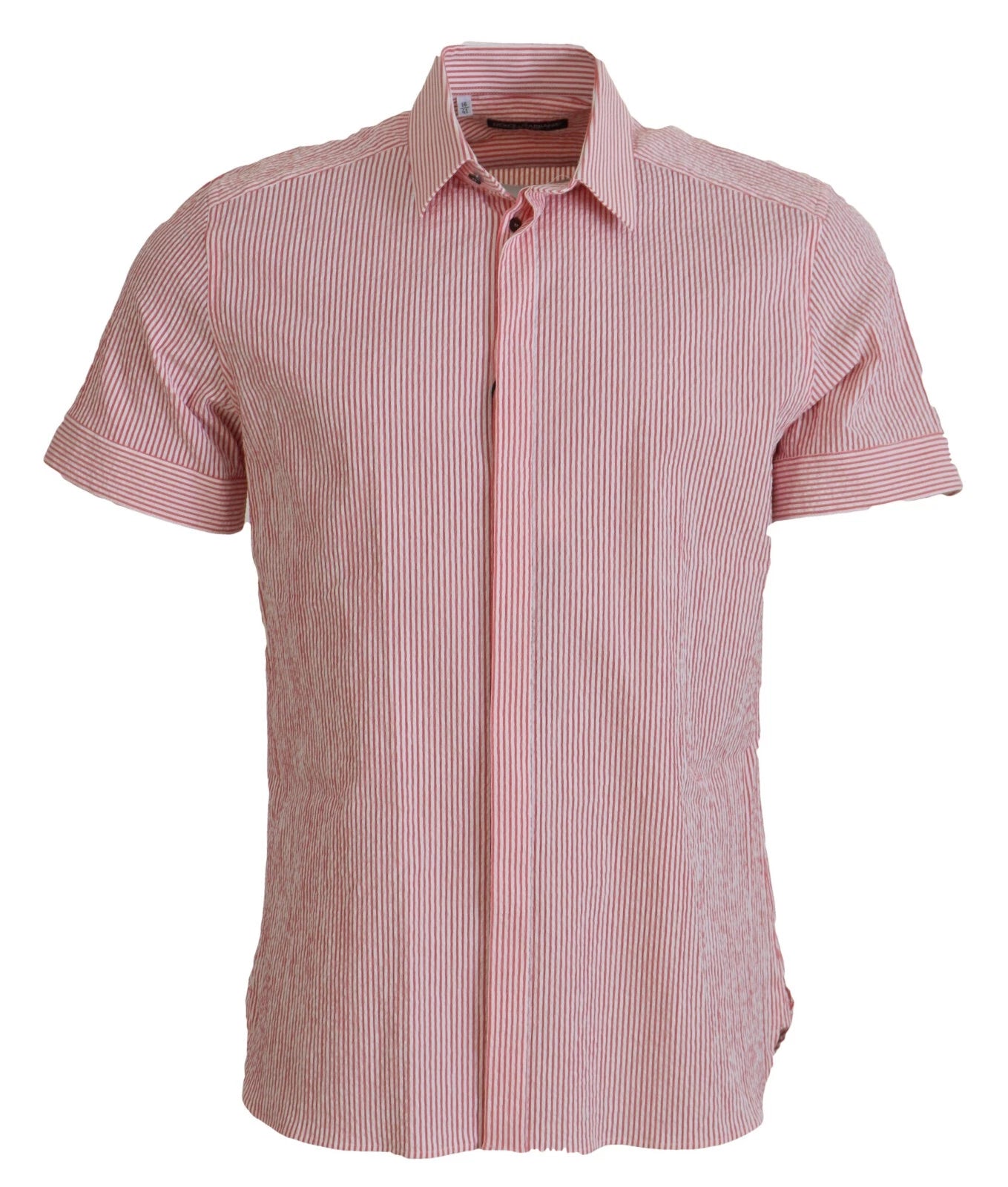 Camicia a maniche corte in cotone a righe rosse e bianche Dolce & Gabbana