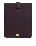 Custodia per tablet Dolce & Gabbana in pelle marrone scuro con placca logo