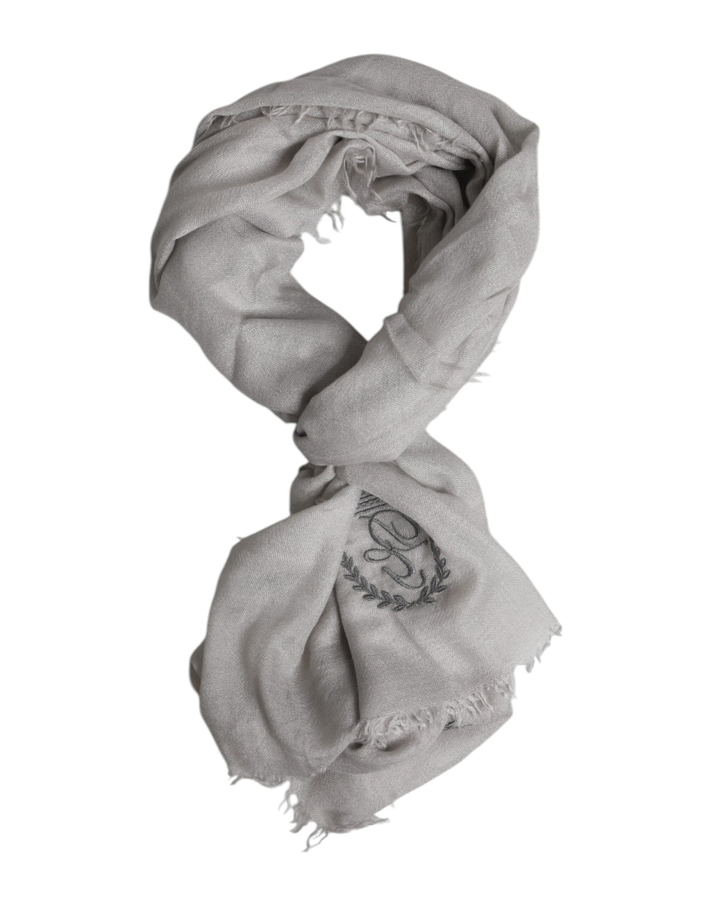 Dolce & Gabbana Foulard a maglia in cashmere grigio con frange 67cm x 200cm Foulard Sciarpa