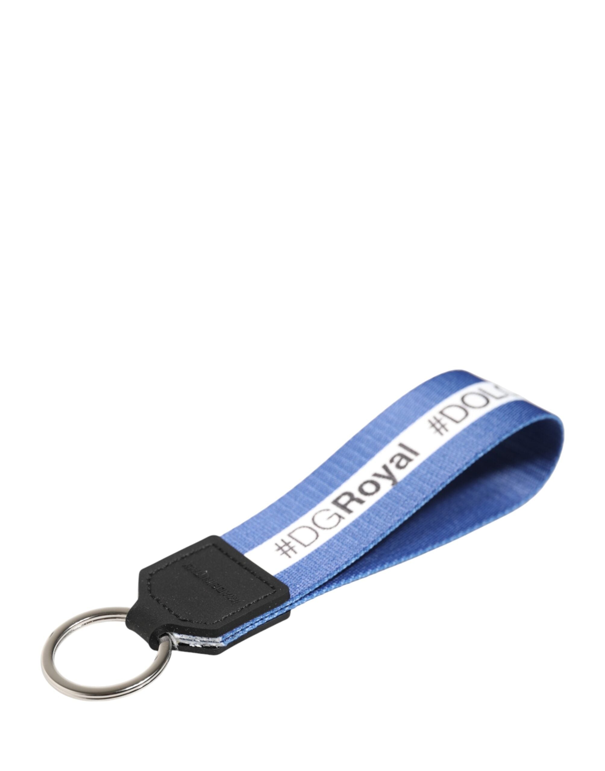 Dolce & Gabbana Portachiavi in poliestere e PVC bianco e blu con logo