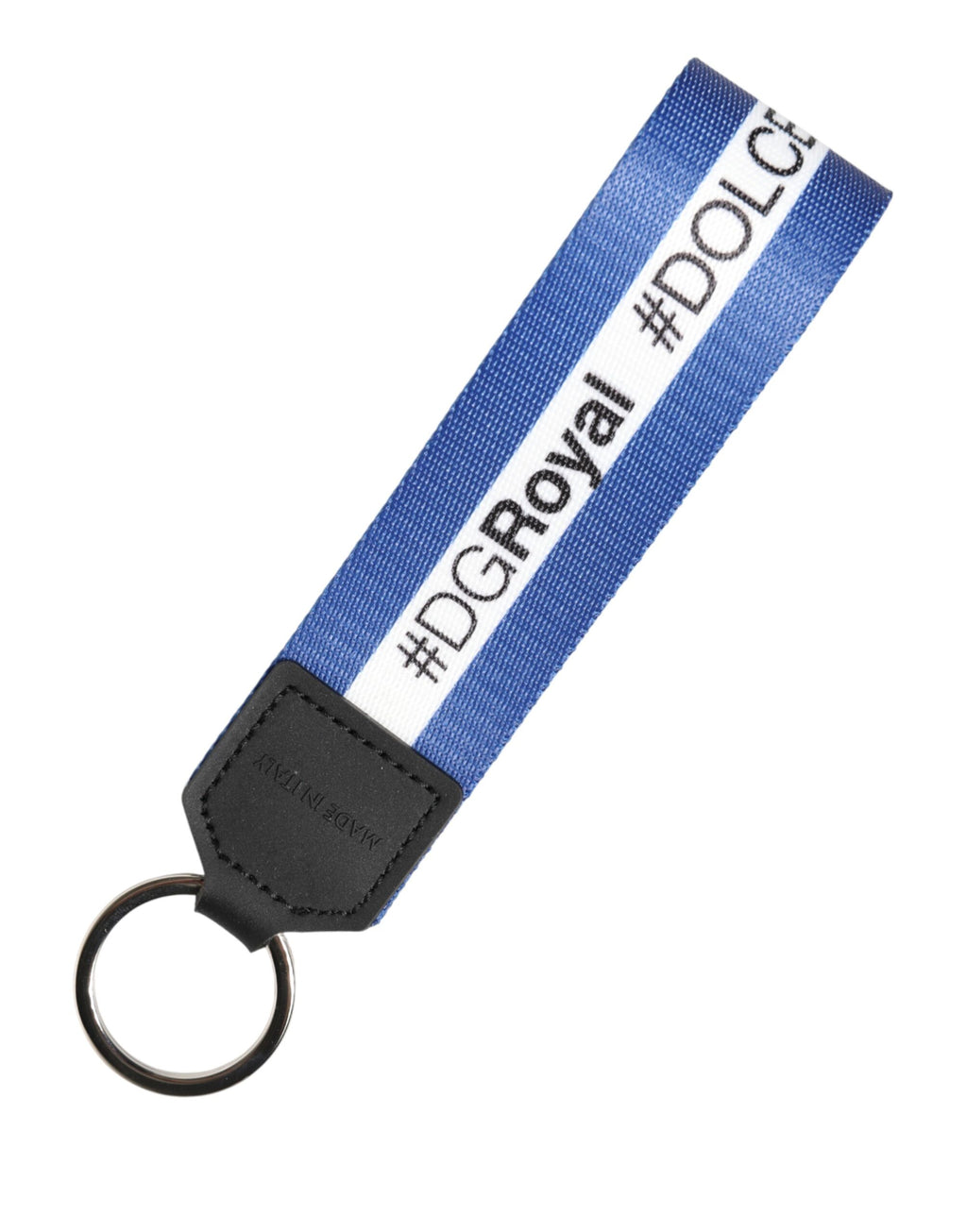 Dolce & Gabbana Portachiavi in poliestere e PVC bianco e blu con logo