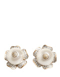 Orecchini A Clip Maxi Floreali Con Perle Finte Tonalità Oro Dolce & Gabbana