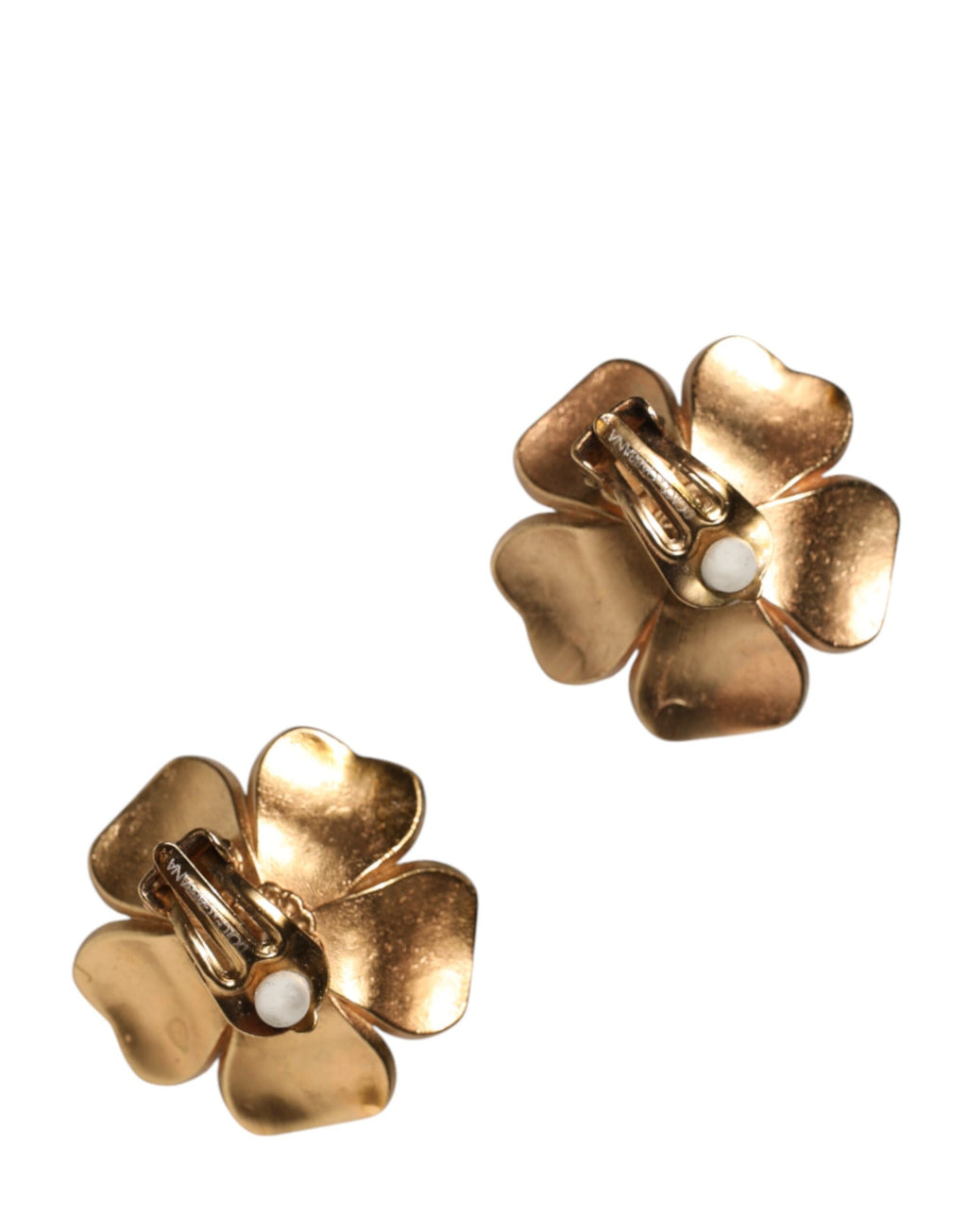 Orecchini A Clip Maxi Floreali Con Perle Finte Tonalità Oro Dolce & Gabbana