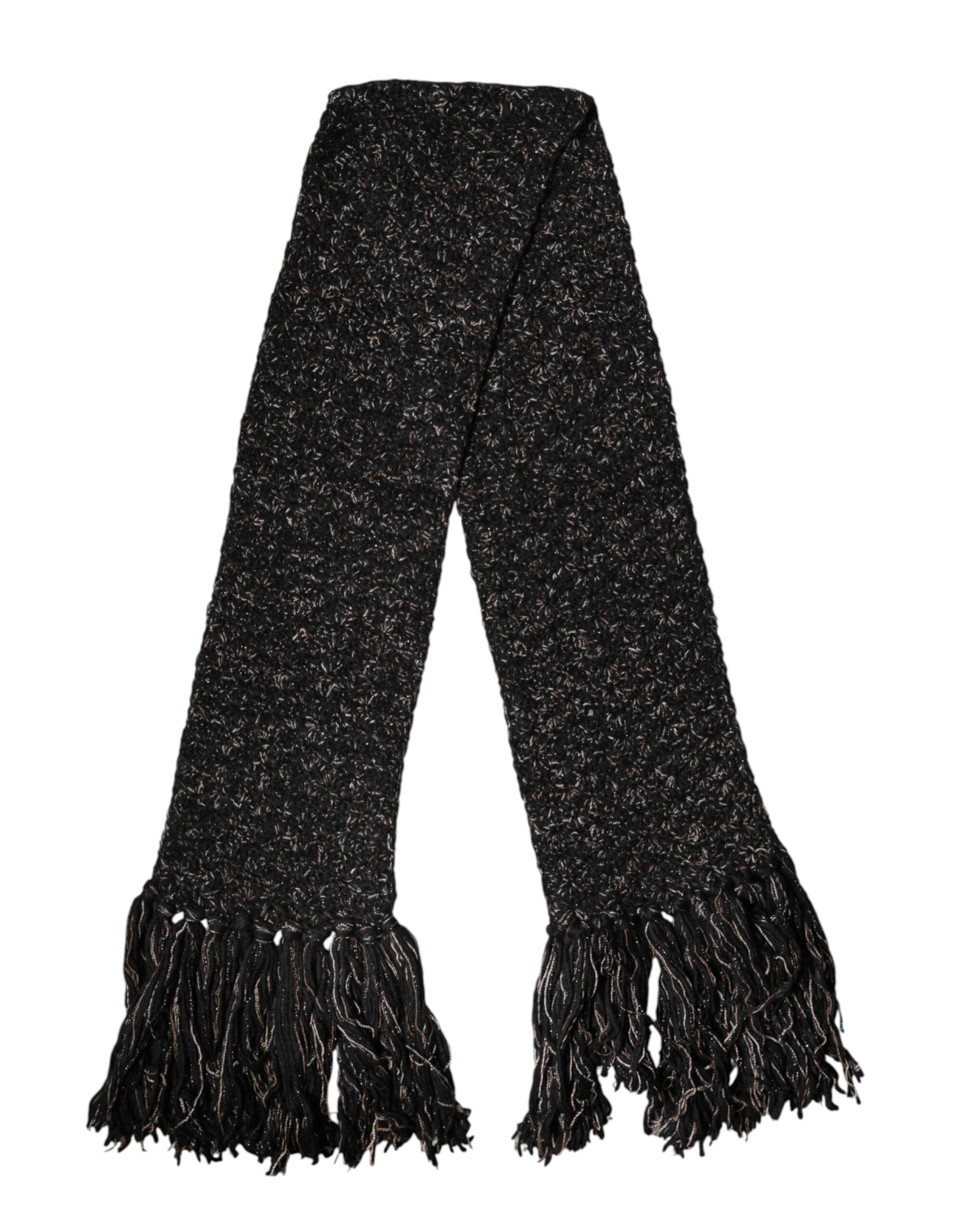 Sciarpa Foulard Dolce & Gabbana Nera in Lana con Frange