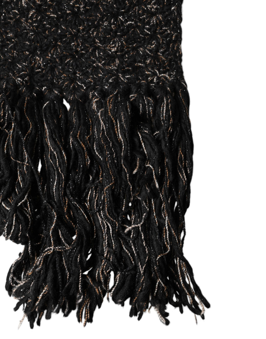 Sciarpa Foulard Dolce & Gabbana Nera in Lana con Frange
