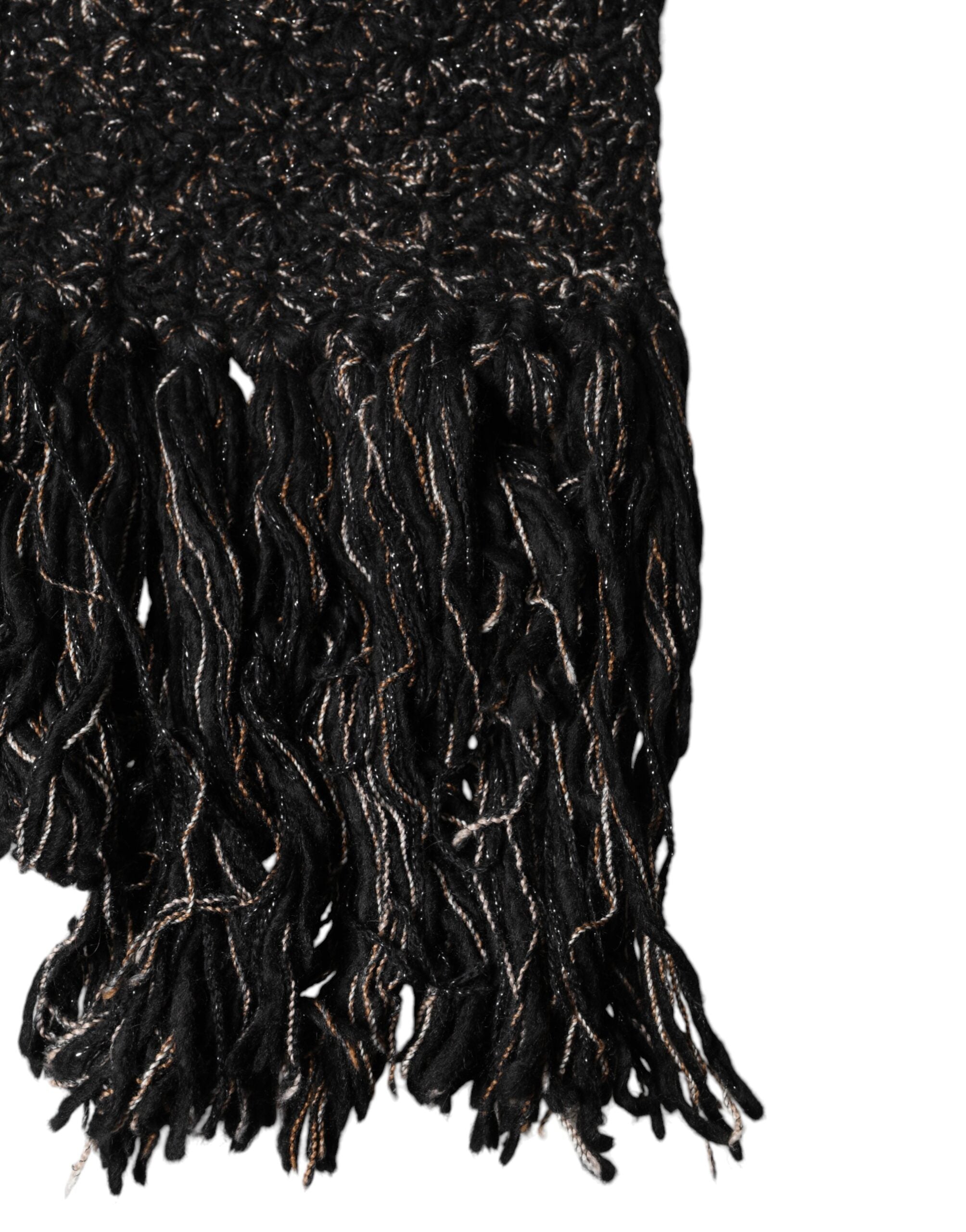 Sciarpa Foulard Dolce & Gabbana Nera in Lana con Frange