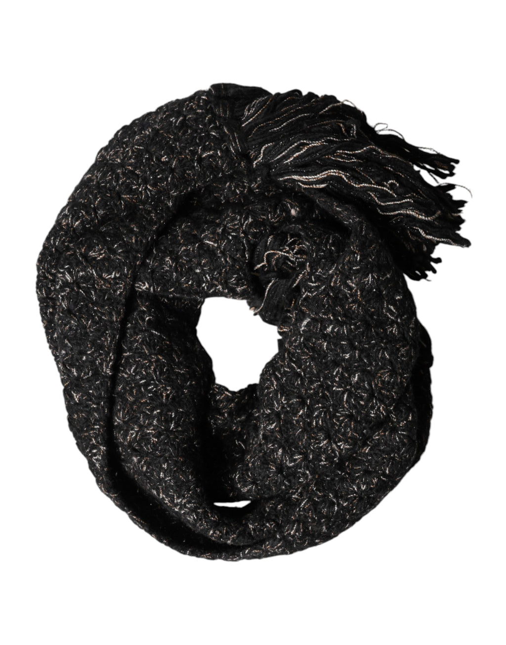 Sciarpa Foulard Dolce & Gabbana Nera in Lana con Frange