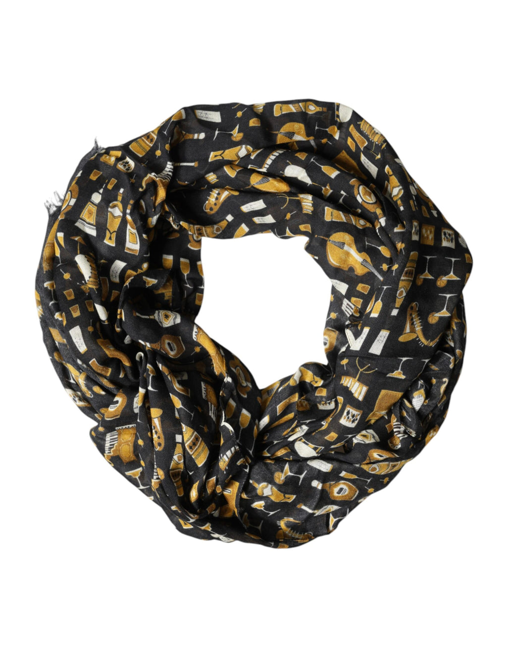 Sciarpa/Foulard Avvolgente con Stampa "Jazz Club" Nera Dolce & Gabbana