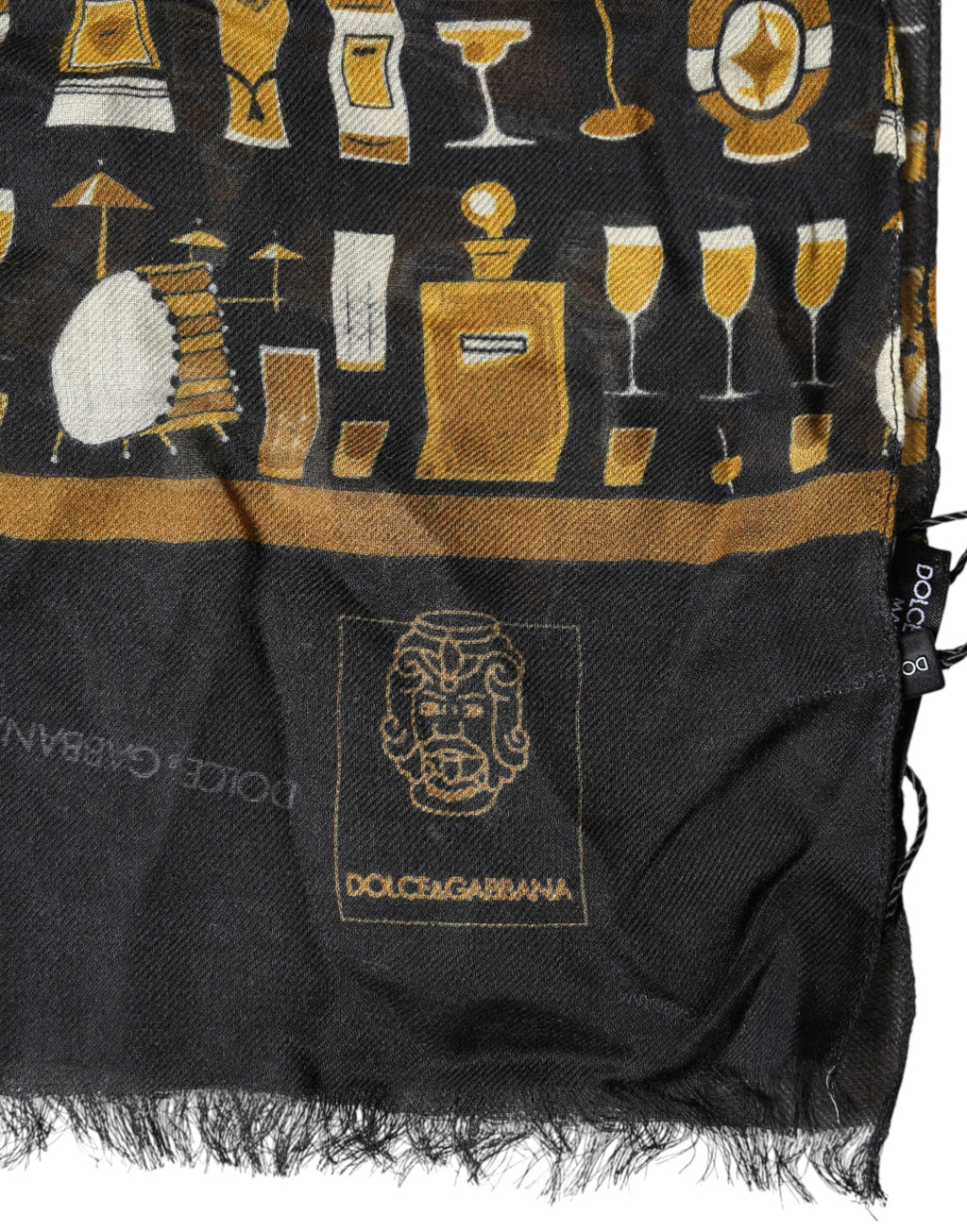 Sciarpa/Foulard Avvolgente con Stampa "Jazz Club" Nera Dolce & Gabbana