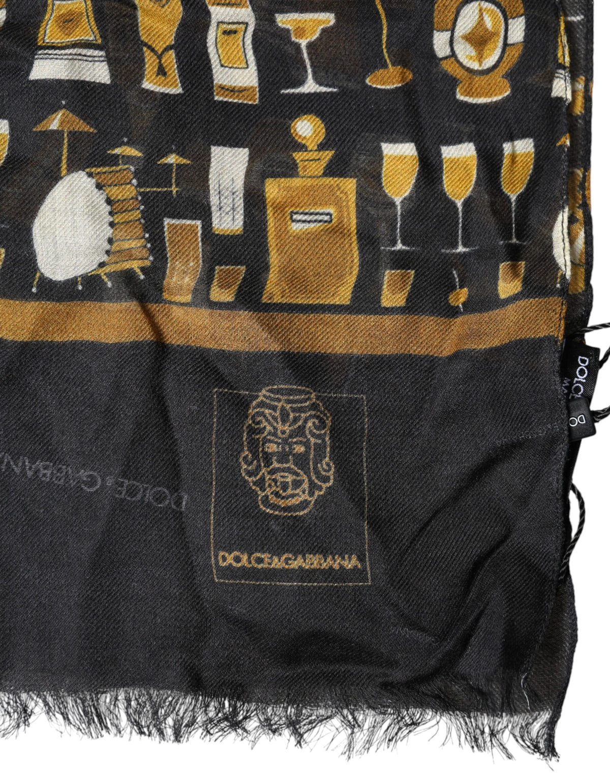 Sciarpa/Foulard Avvolgente con Stampa "Jazz Club" Nera Dolce & Gabbana