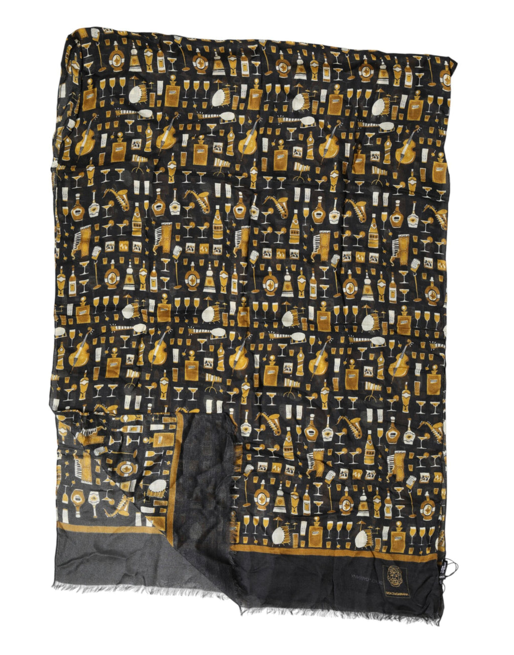 Sciarpa/Foulard Avvolgente con Stampa "Jazz Club" Nera Dolce & Gabbana