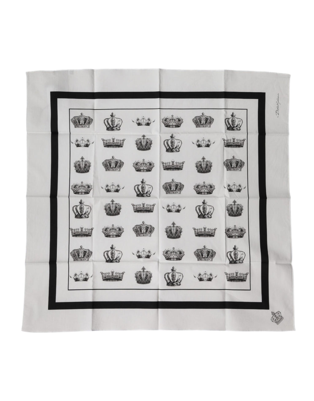 Foulard quadrato Dolce & Gabbana in cotone bianco con corona
