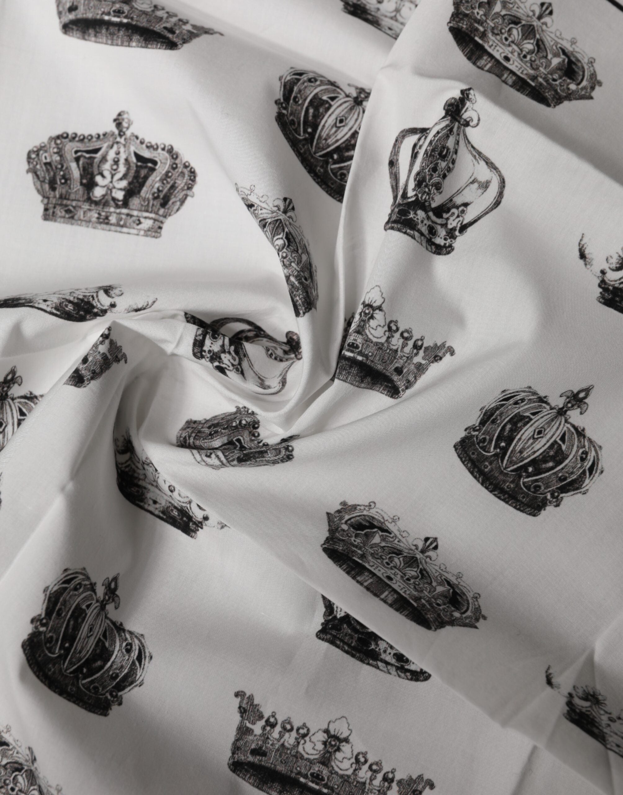 Foulard quadrato Dolce & Gabbana in cotone bianco con corona