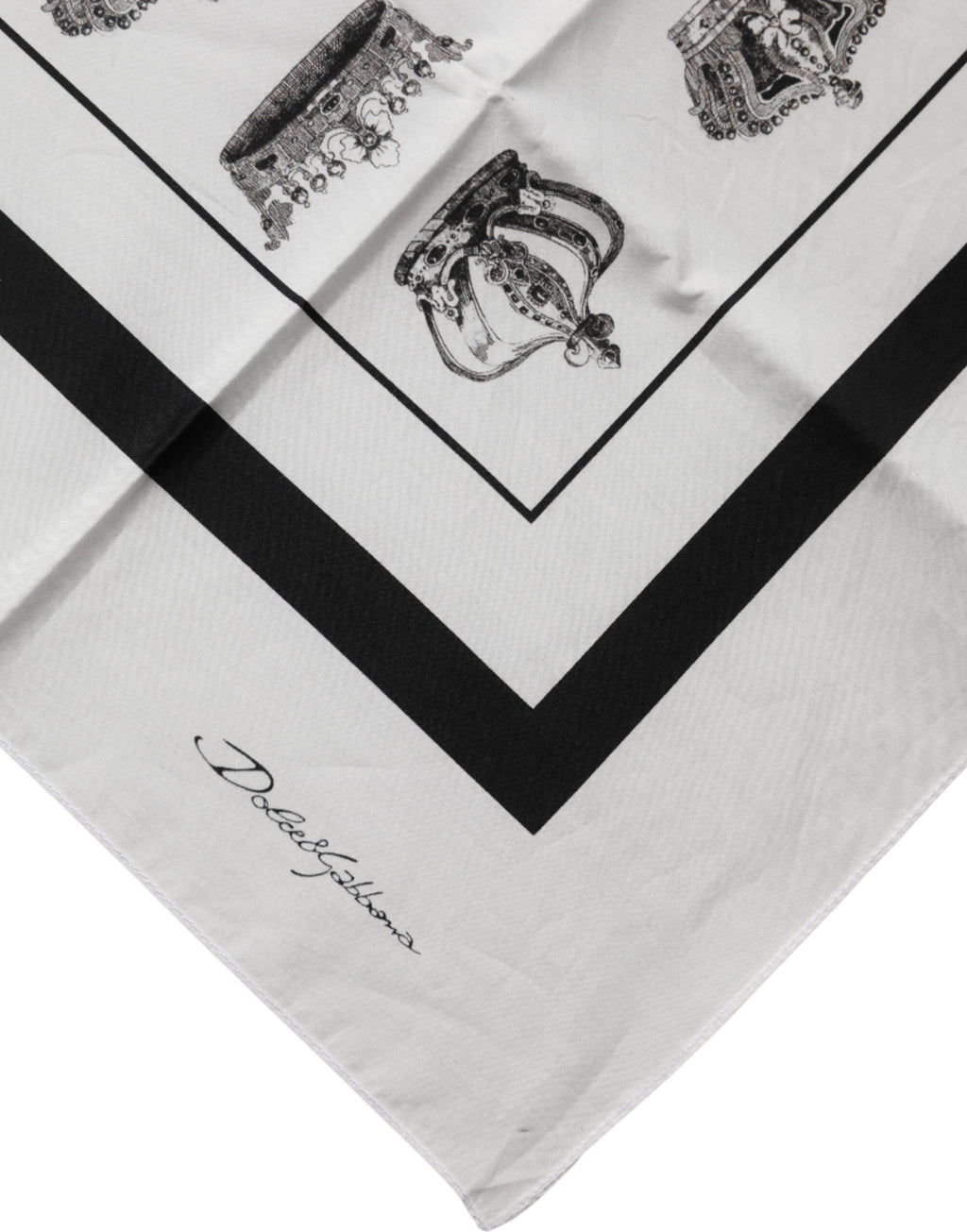 Foulard quadrato Dolce & Gabbana in cotone bianco con corona