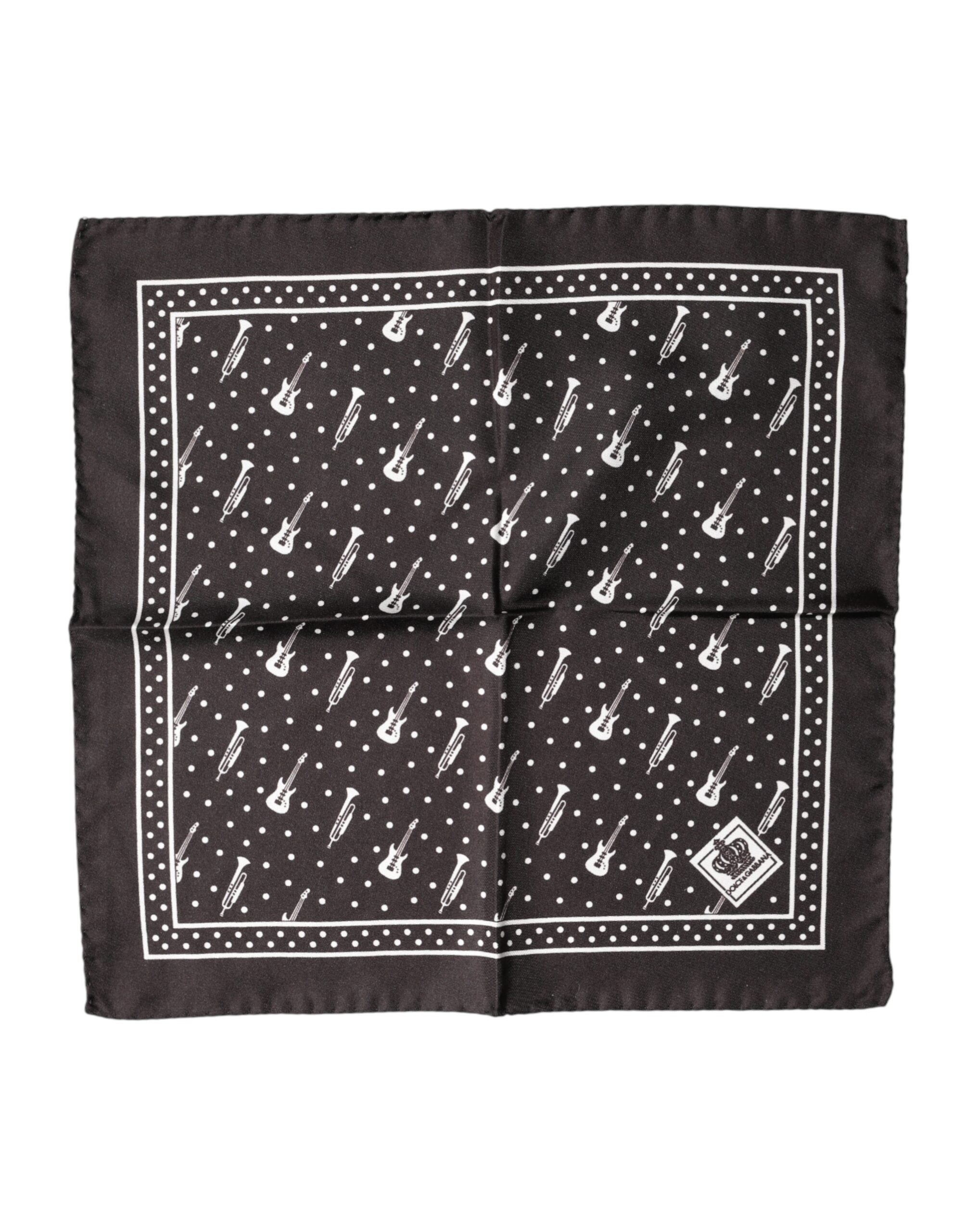 Fazzoletto da uomo Dolce & Gabbana nero con chitarra e tromba