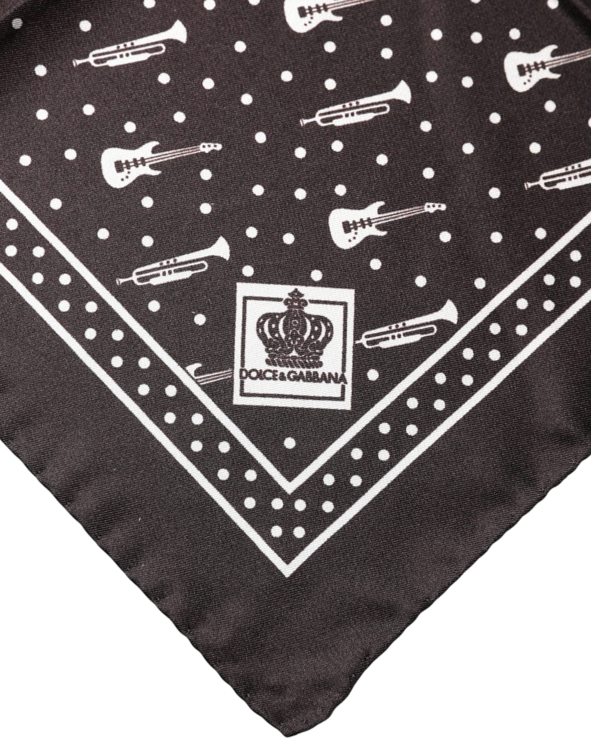 Fazzoletto da uomo Dolce & Gabbana nero con chitarra e tromba