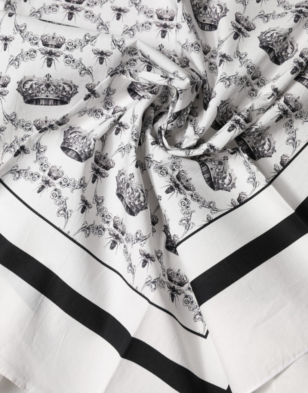 Foulard quadrato da uomo Dolce & Gabbana in cotone bianco con corona