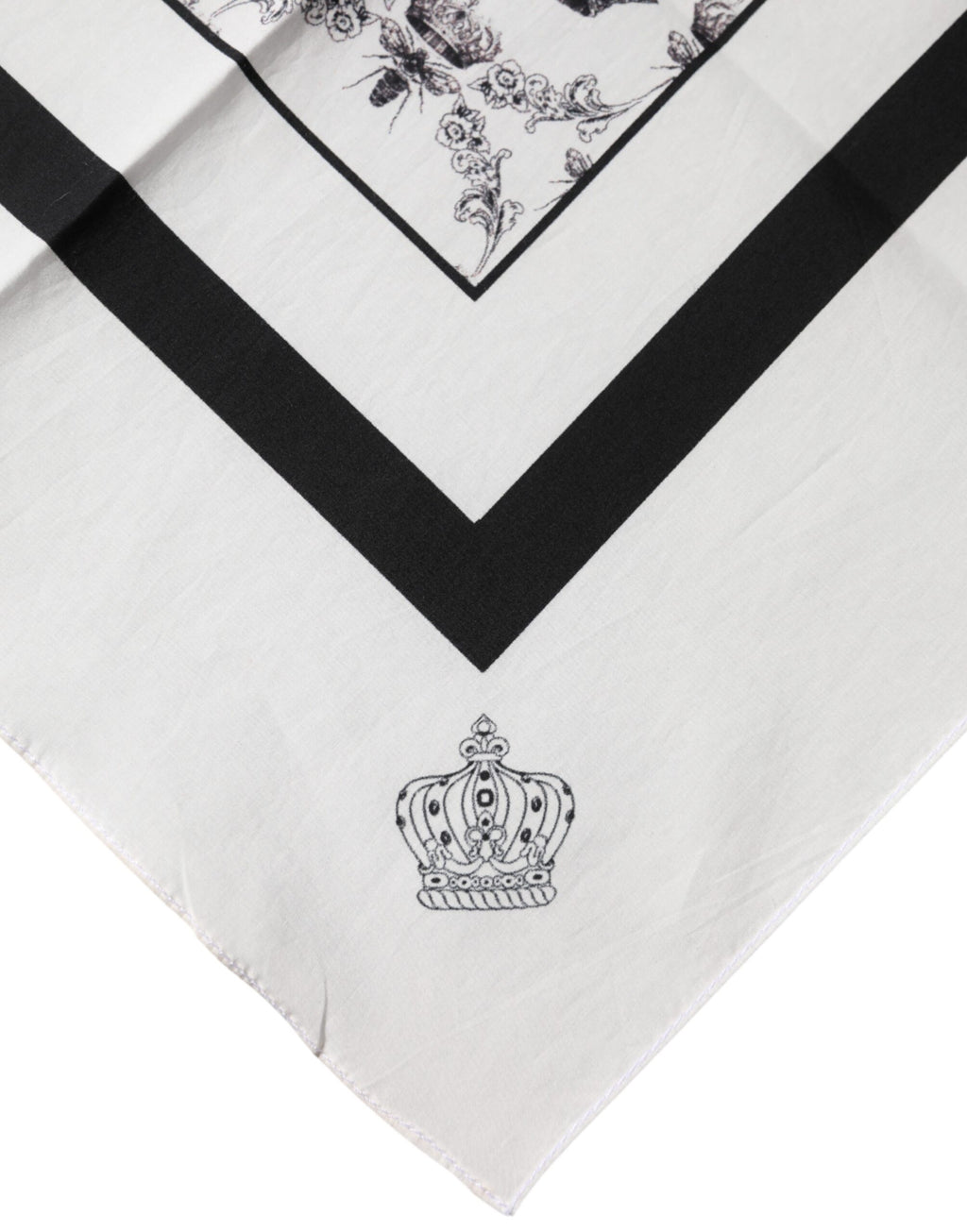 Foulard quadrato da uomo Dolce & Gabbana in cotone bianco con corona