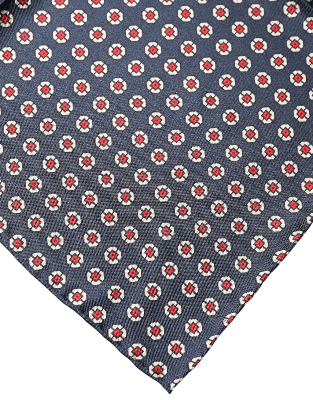 Foulard quadrato in seta a fantasia blu Dolce & Gabbana